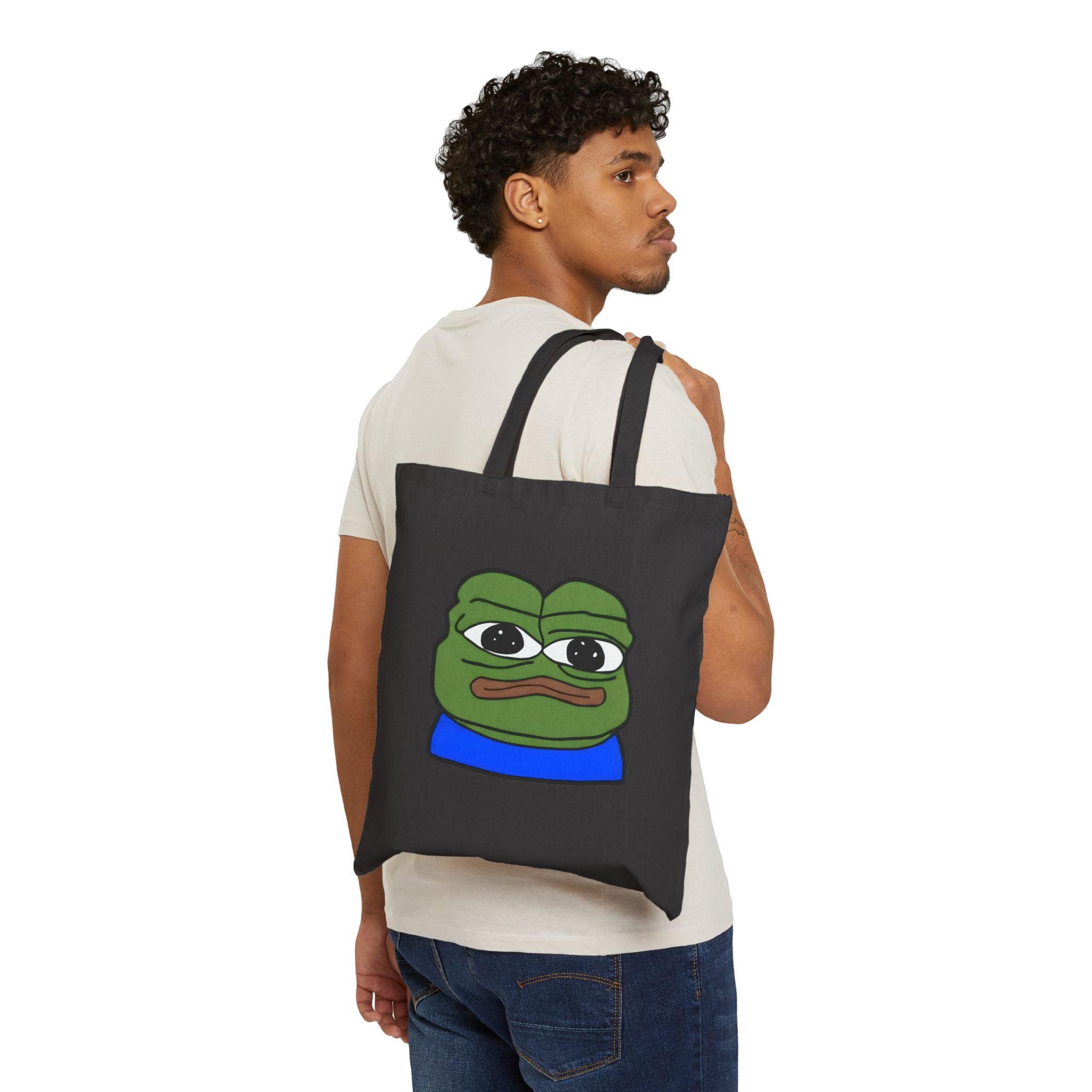 Pepe Meme Tote Bag — Sad Frog Canvas Grocery & Everyday Carry