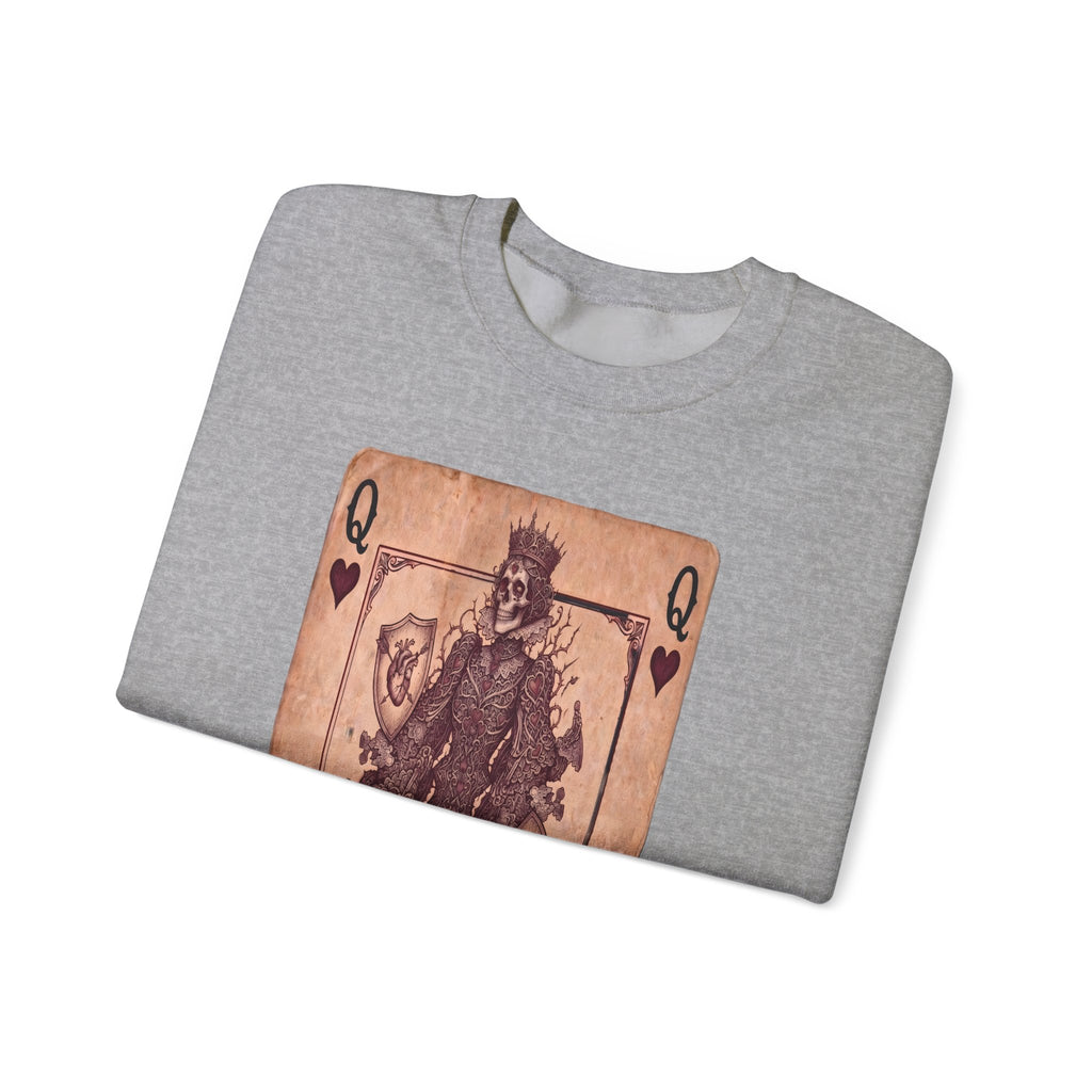 Queen of Hearts Playing Card Sweatshirt — Vintage Gothic Card Graphic