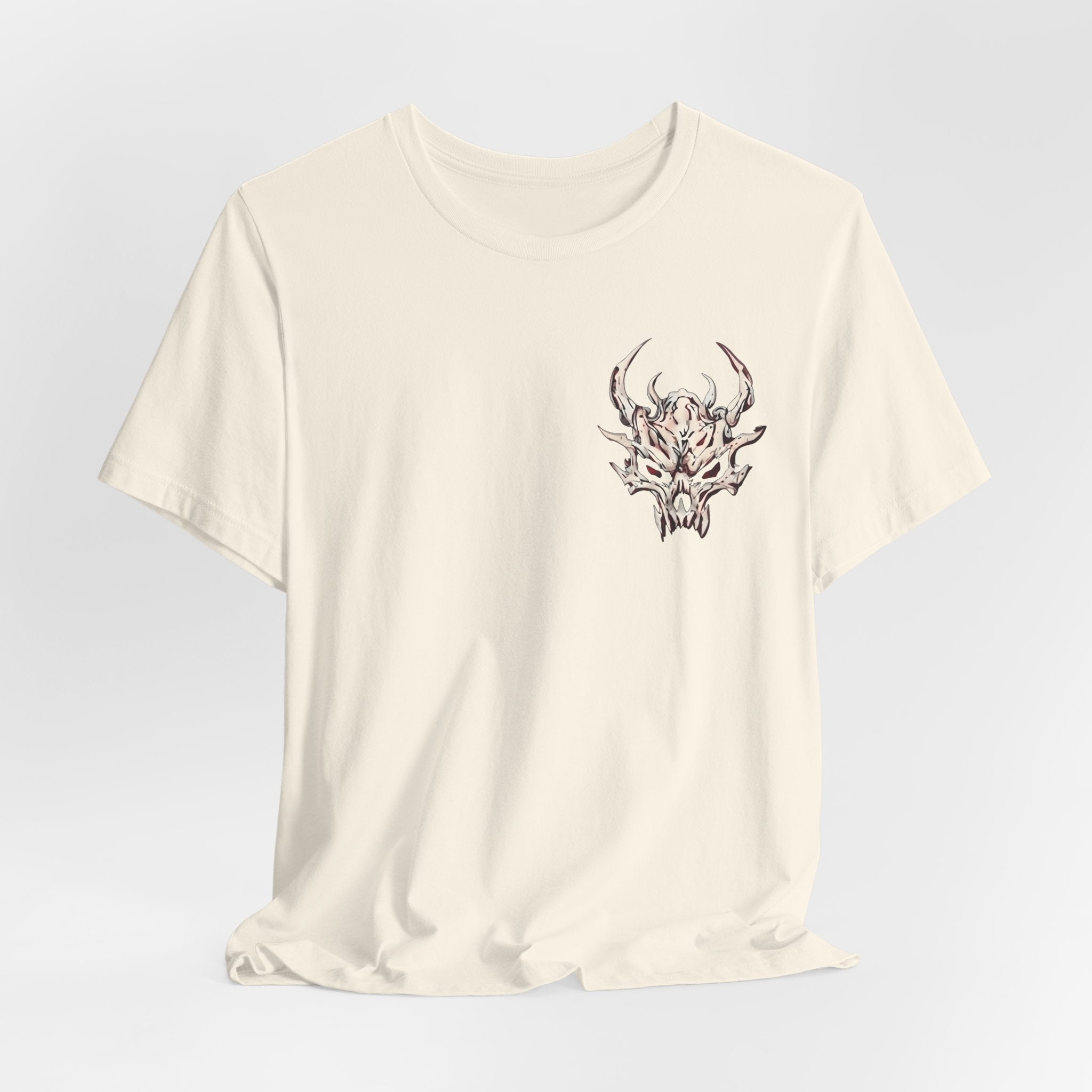 Demon Skull Chest Tee — Gothic Horned Skull T-Shirt