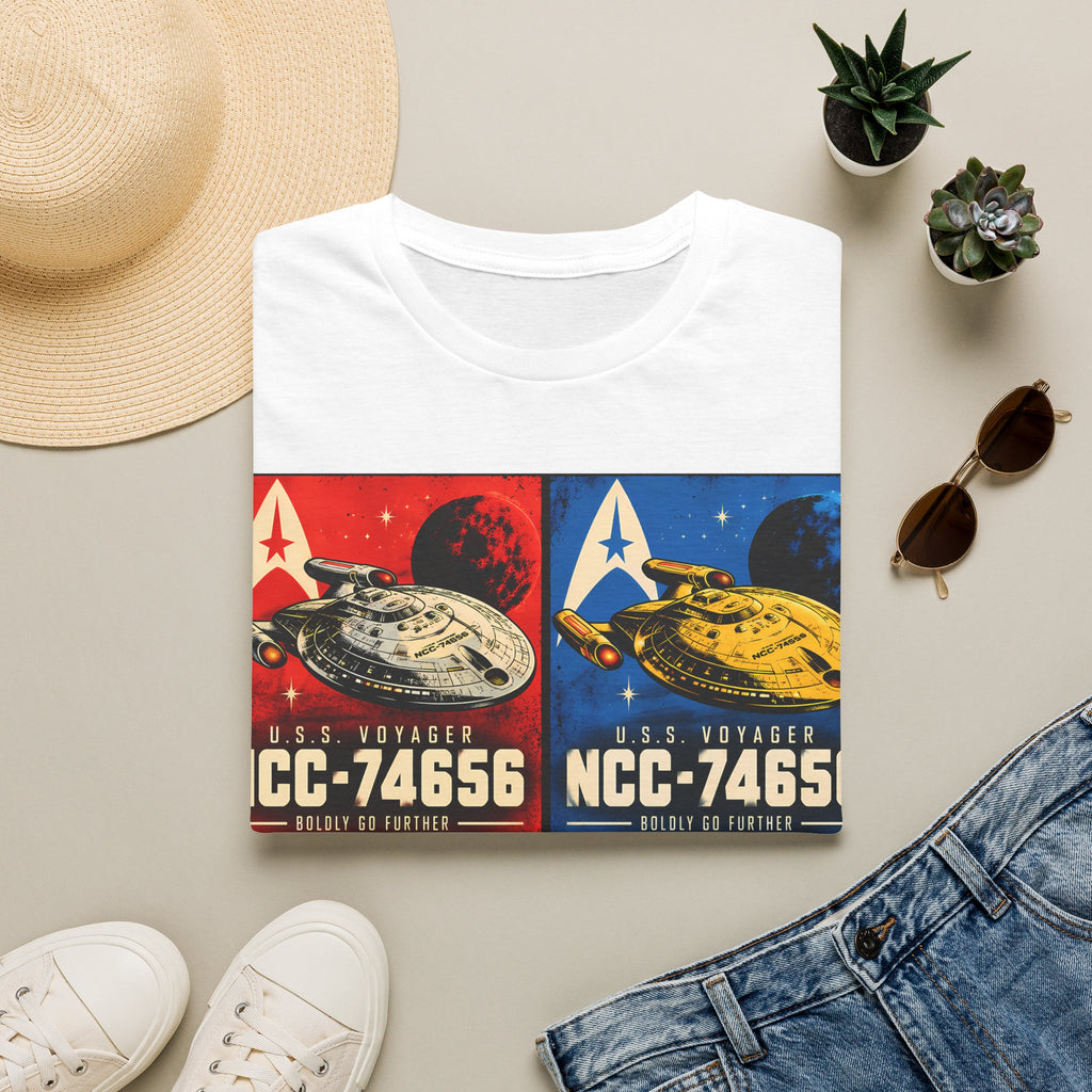 Starship Pop Art T-Shirt — U.S.S. Voyager NCC-74656 Retro Sci‑Fi Tee