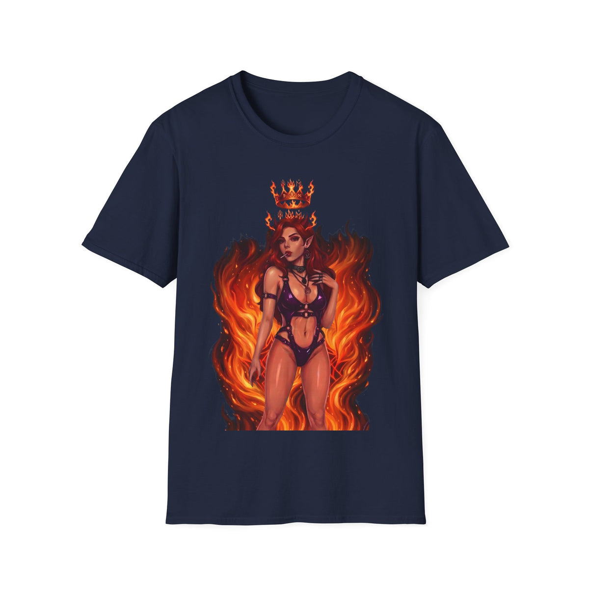 Flaming Witch Queen Graphic T-Shirt - Fire Witch Illustration Tee