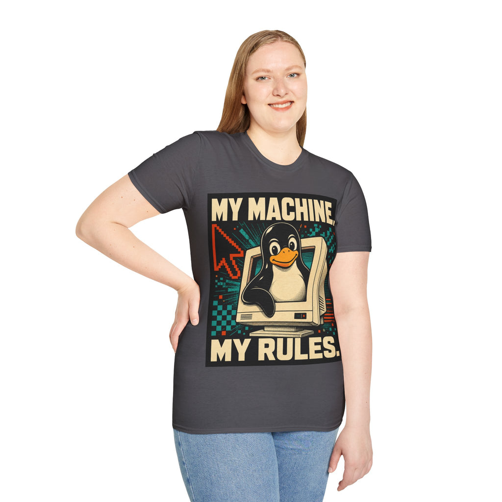 Retro Tux Penguin Tee — "My Machine, My Rules" Vintage Computer T-Shirt