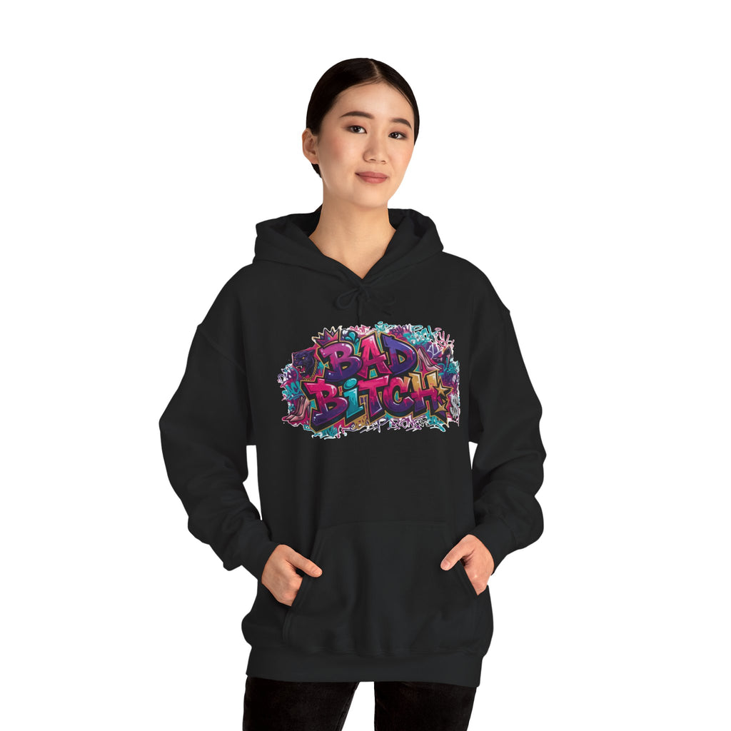 Graphic Hoodie — 'Bad Bitch' Colorful Graffiti Streetwear Pullover