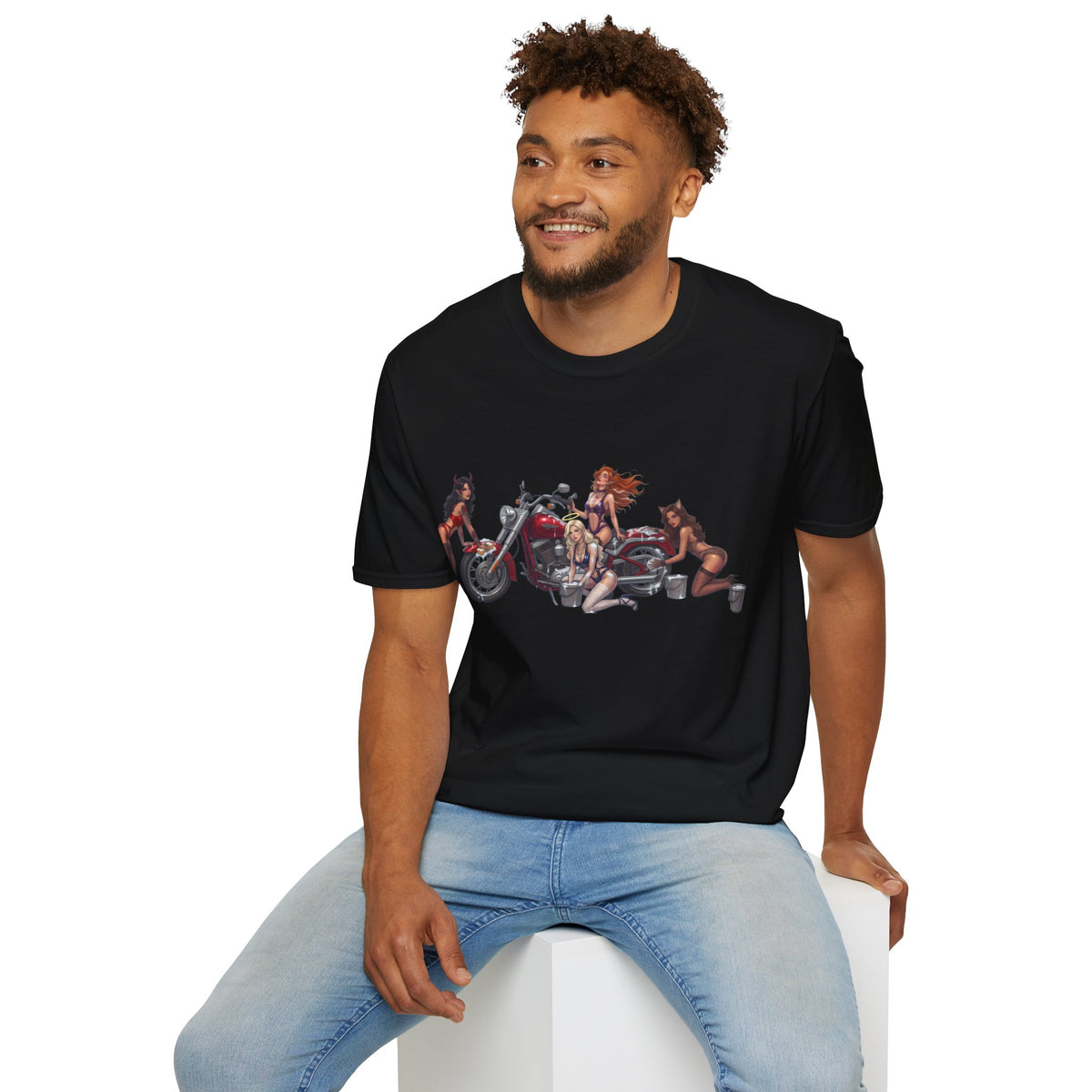 Biker Pinup T-Shirt — Vintage Motorcycle Pinup Girls Tee