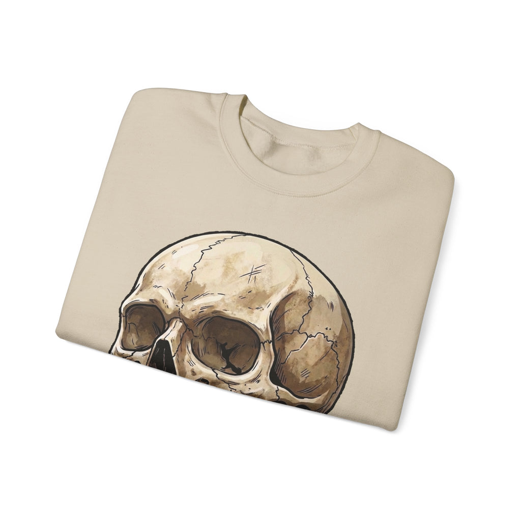 Skull Art Crewneck Sweatshirt — Vintage Anatomical Skull Graphic