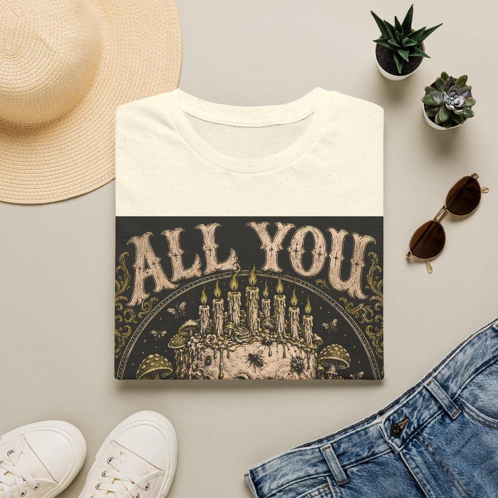 Skull Candle Crown T‑Shirt — "All You Can Rot" Vintage Gothic Tee