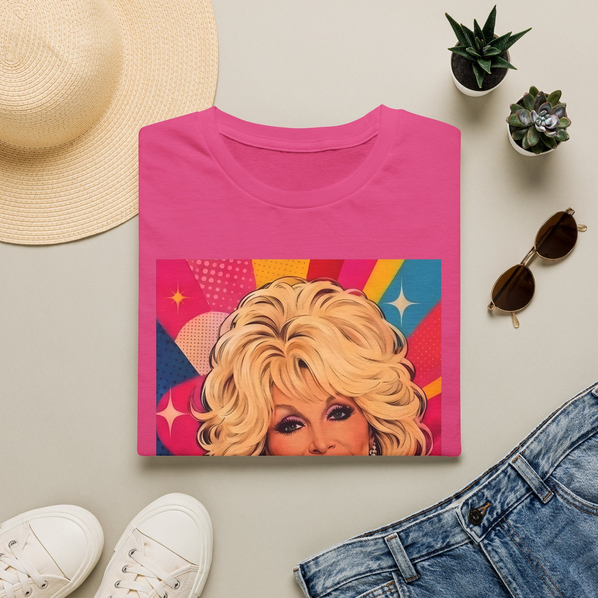 Retro Dolly Parton Colourpop Portrait T-Shirt