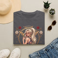 Sexy Angel Blonde Pin-Up Girl T Shirt - Rose Halo Graphic T-Shirt