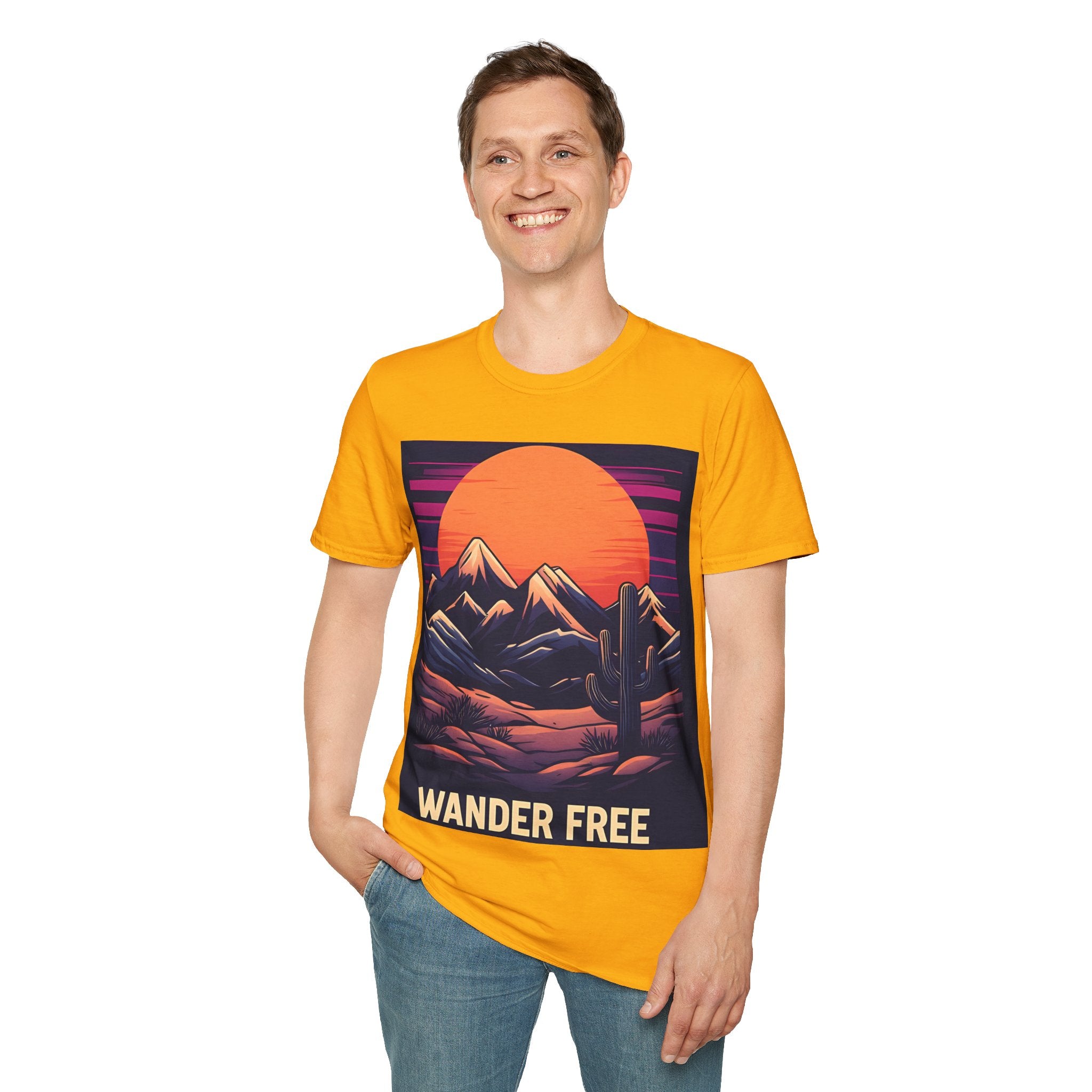 Sunset Mountains T-Shirt — Retro Desert Sunset Graphic Tee