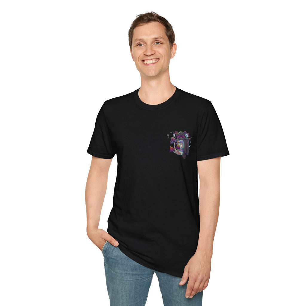 Mystical Prism Pocket T-Shirt — Colorful Cosmic Cat Graphic