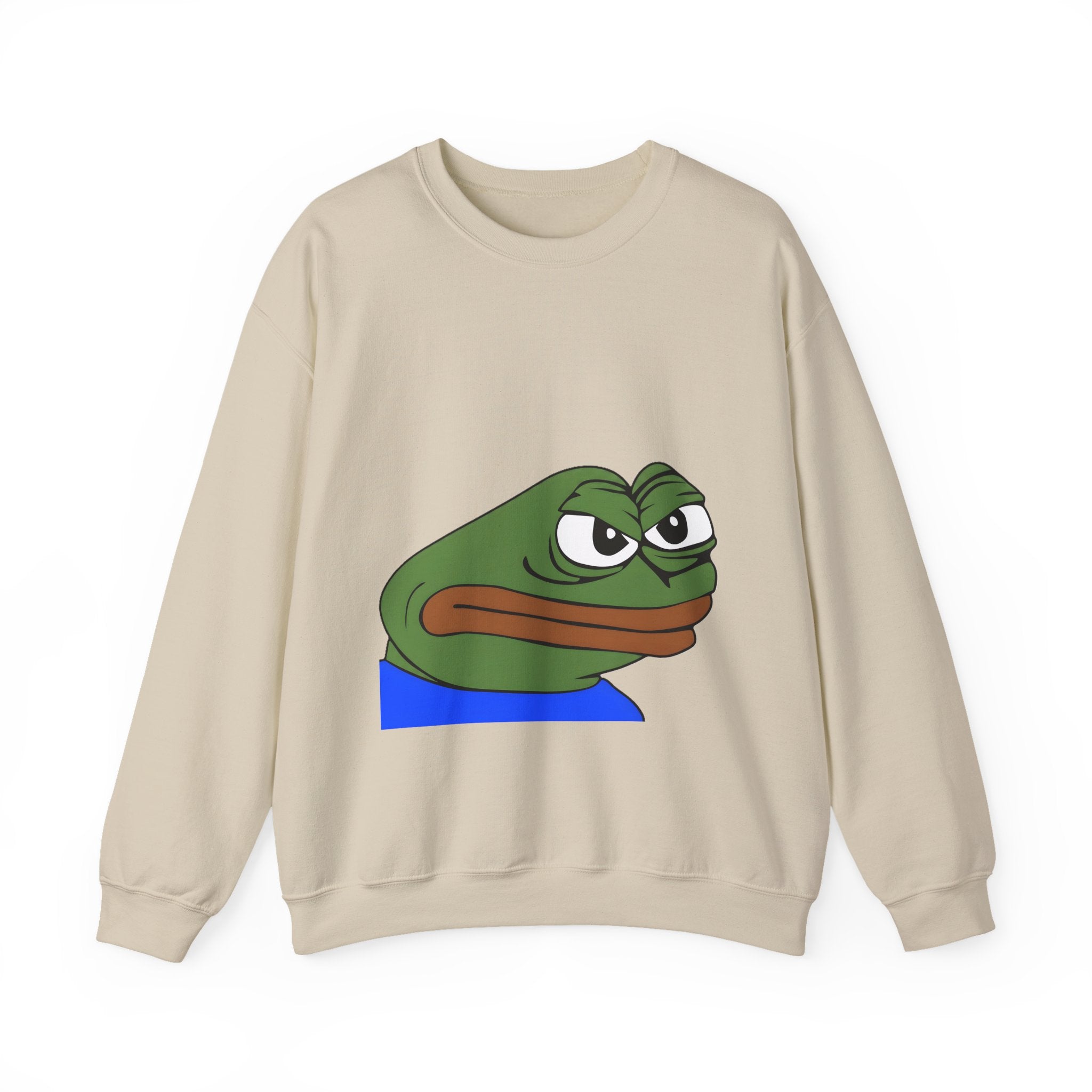 Pepe Meme Crewneck Sweatshirt — Grumpy Frog Graphic Pullover