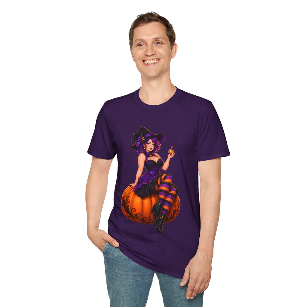 Witchy Halloween Pumpkin Witch T‑Shirt