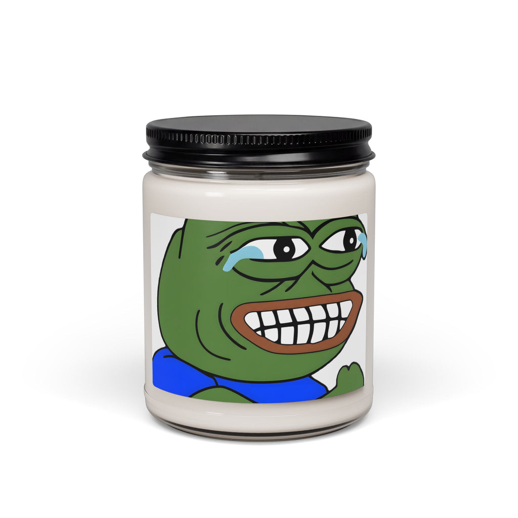 Soy Candle — Funny Pepe Grin Meme 9oz Scented Jar Candle