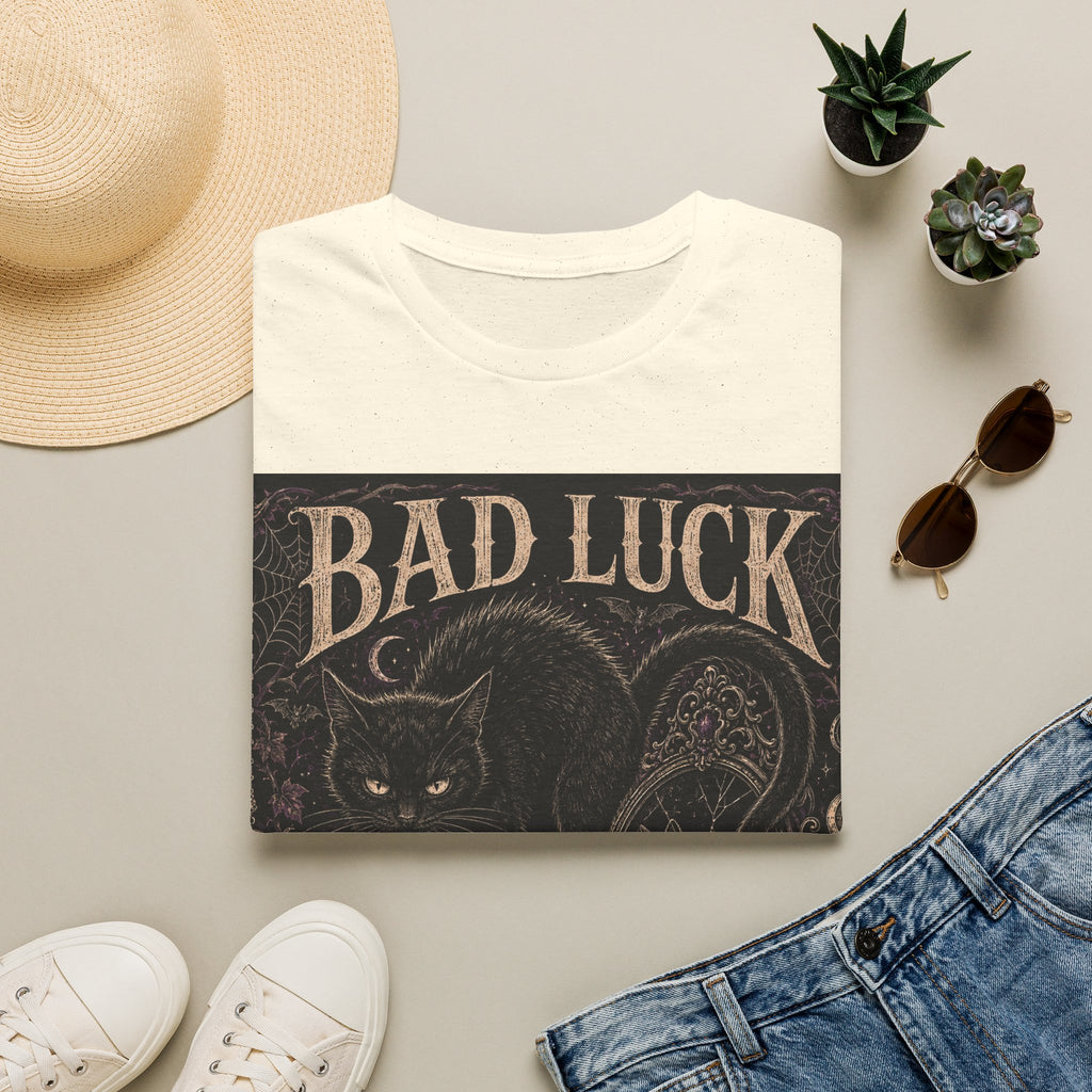 Bad Luck Black Cat Graphic T-Shirt — Gothic Skull Vintage Tattoo Tee