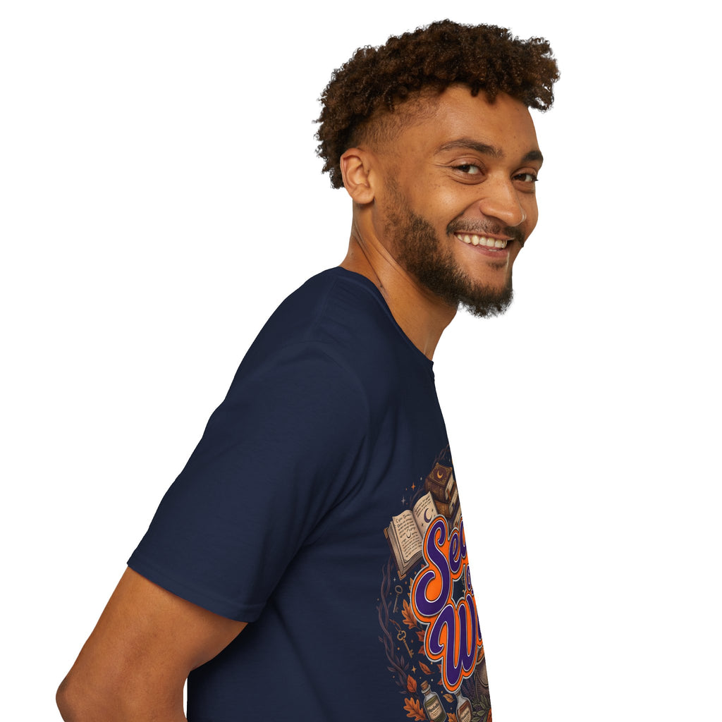 Season of the Witch Halloween T-Shirt — Pumpkin, Witch Hat & Spellbook Tee