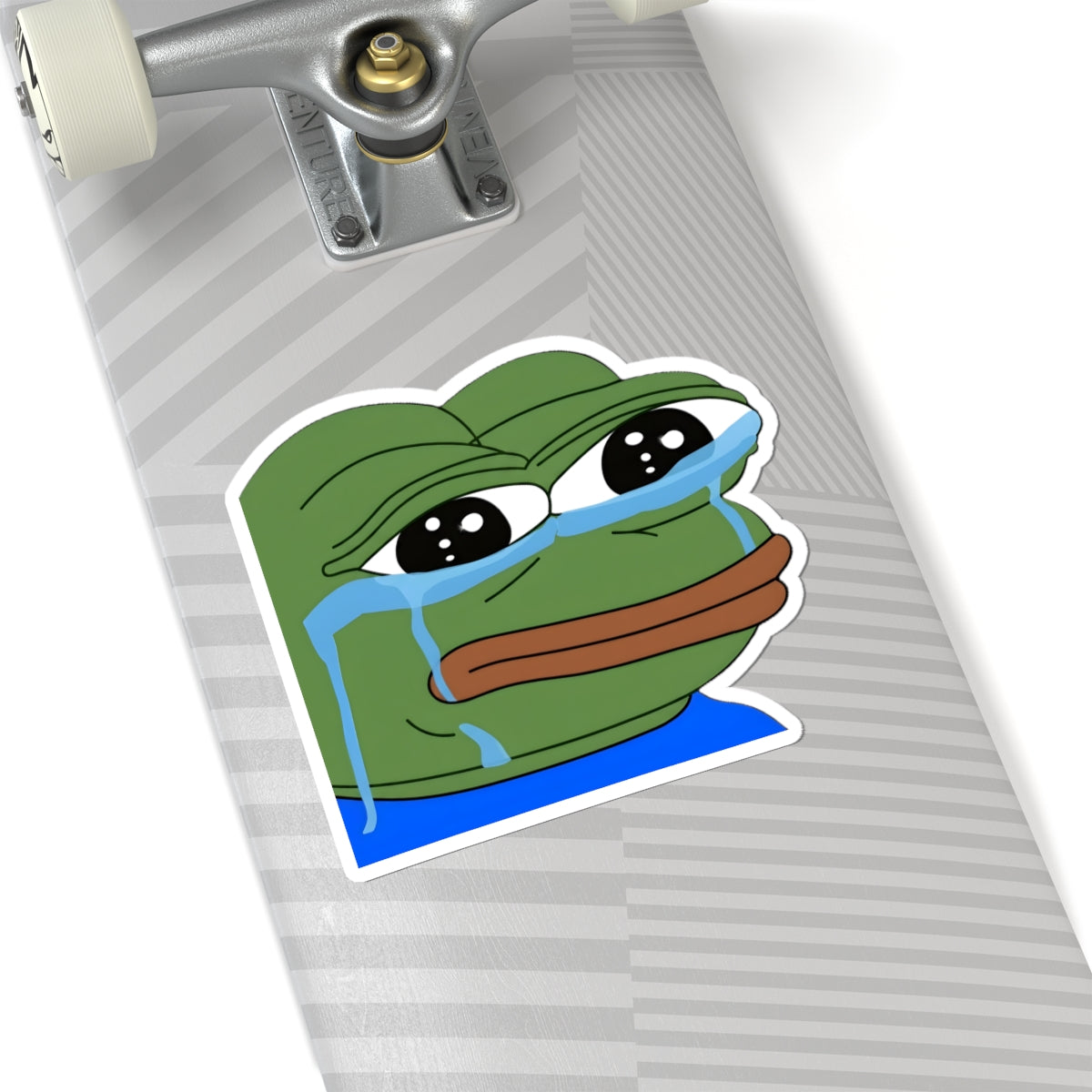 Crying Pepe Kiss-Cut Sticker — Sad Frog Meme Decal for Laptops & Water Bottles