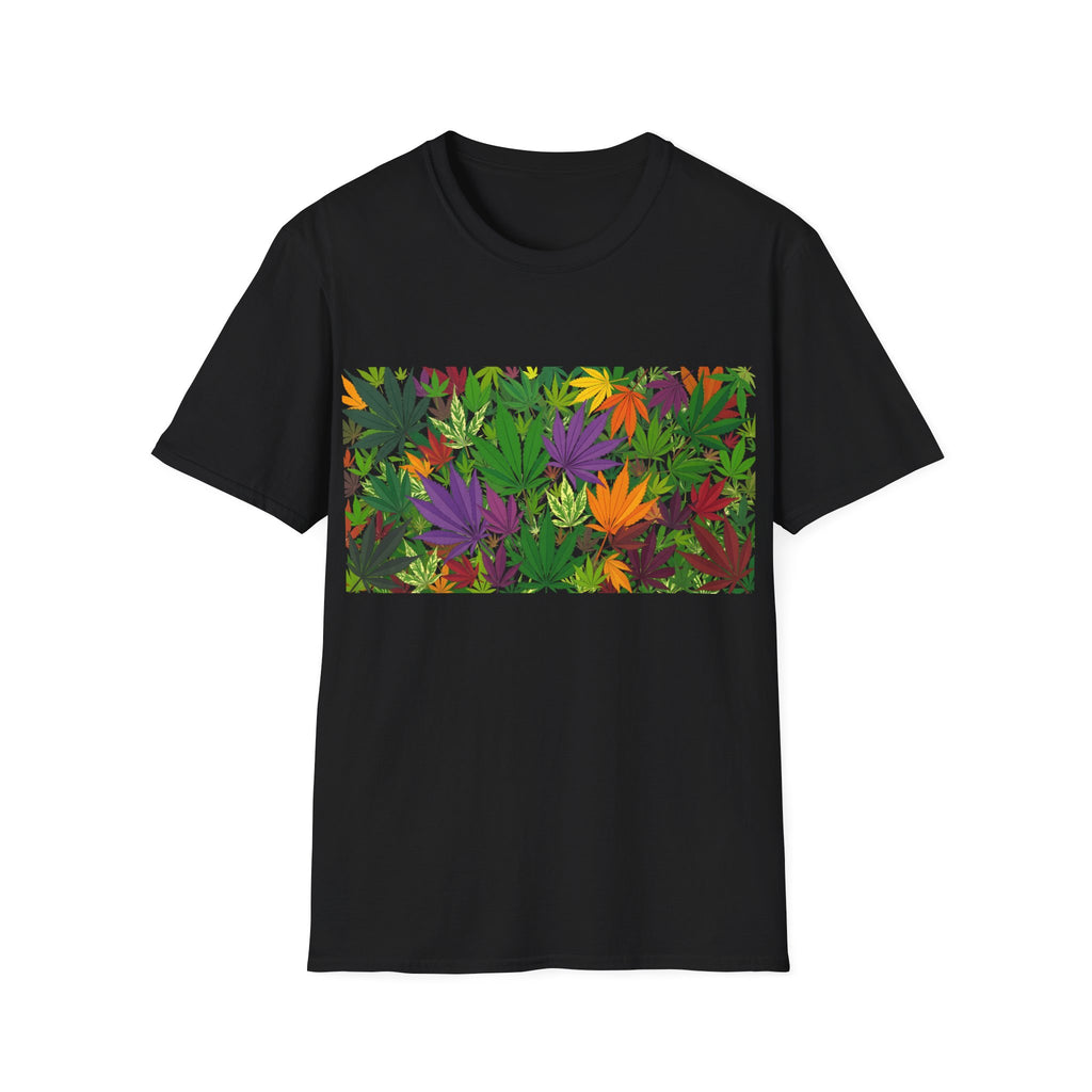 Cannabis Leaf Floral Tee — Colorful Marijuana Pattern T-Shirt