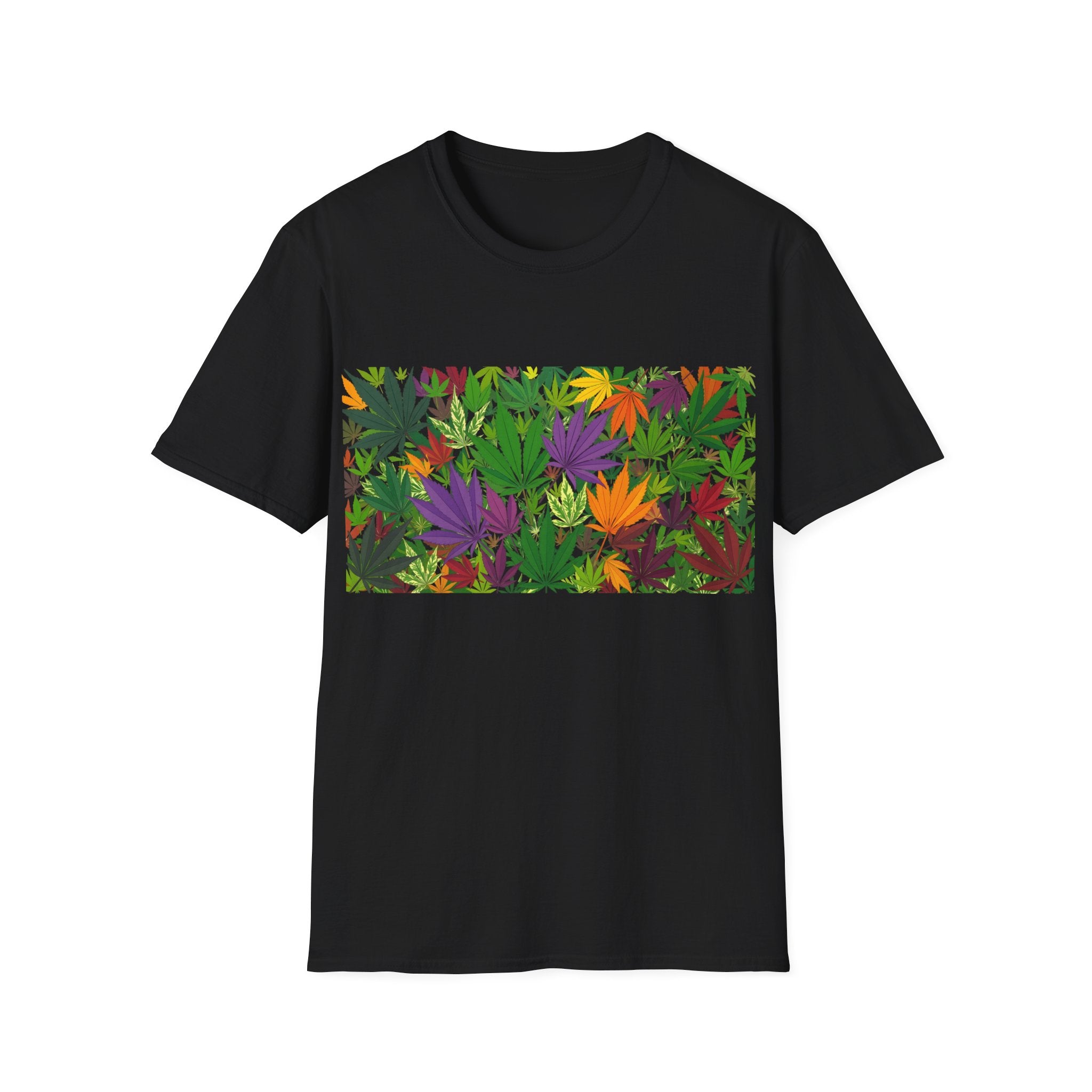 Cannabis Leaf Floral Tee — Colorful Marijuana Pattern T-Shirt