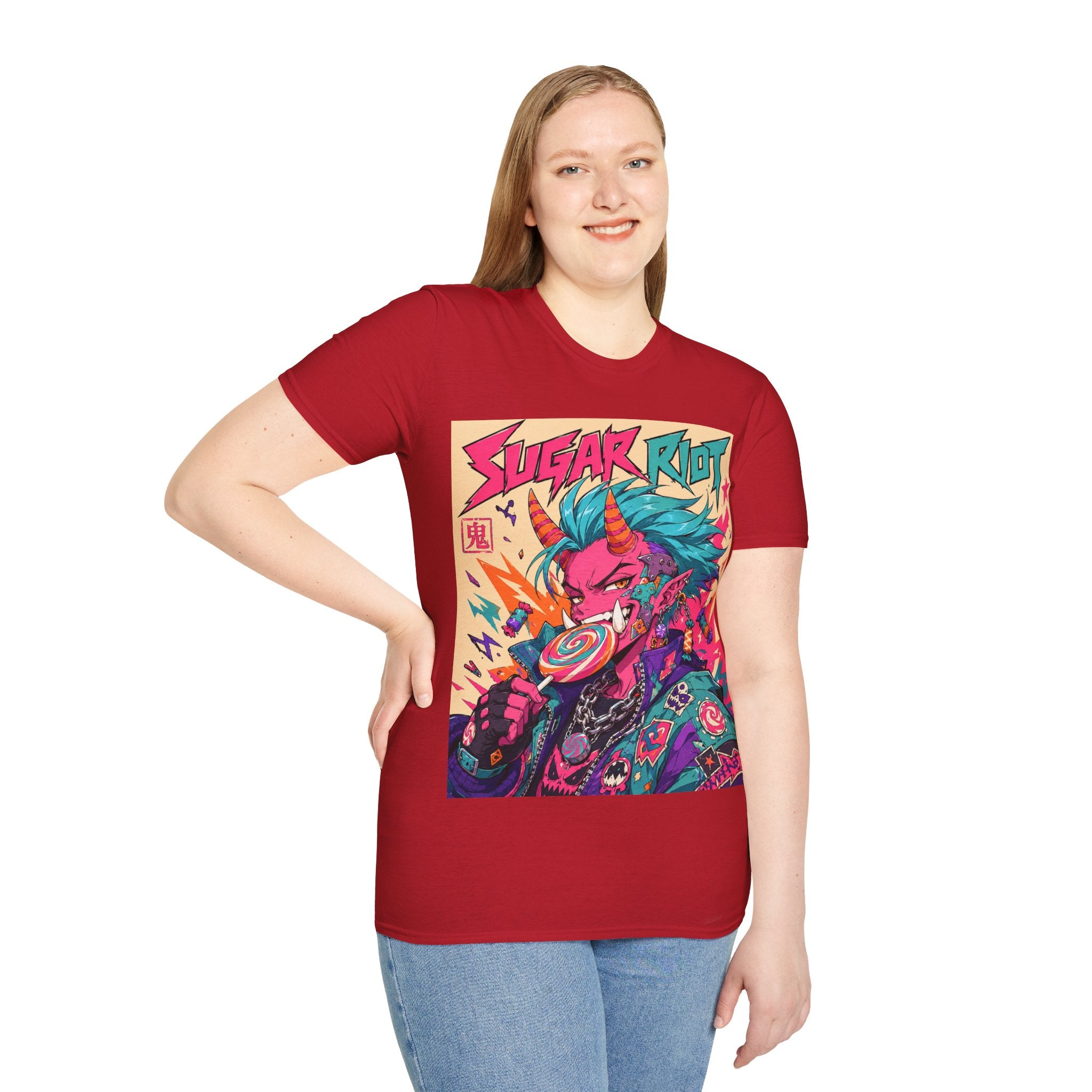 Sugar Riot T‑Shirt — Colorful Punk Unicorn Candy Skull Graphic Tee