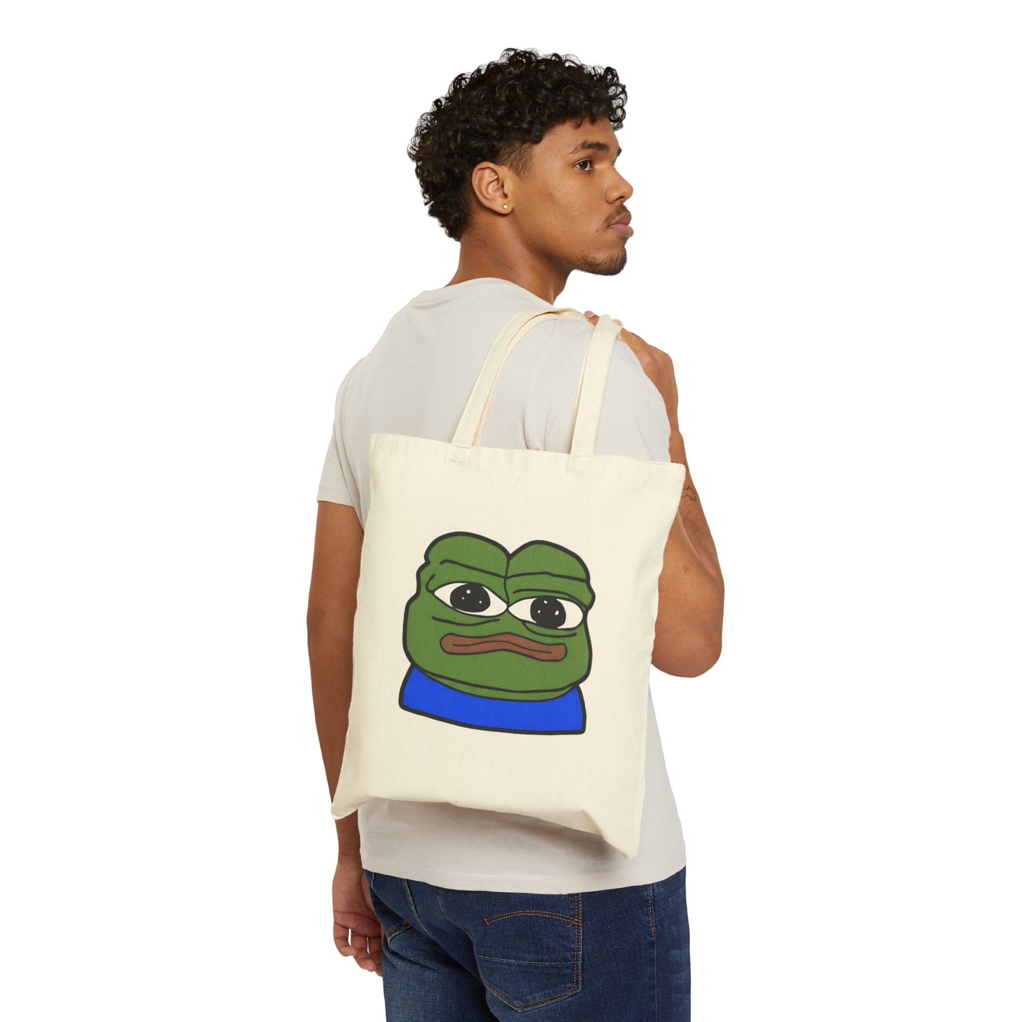 Pepe Meme Tote Bag — Sad Frog Canvas Grocery & Everyday Carry