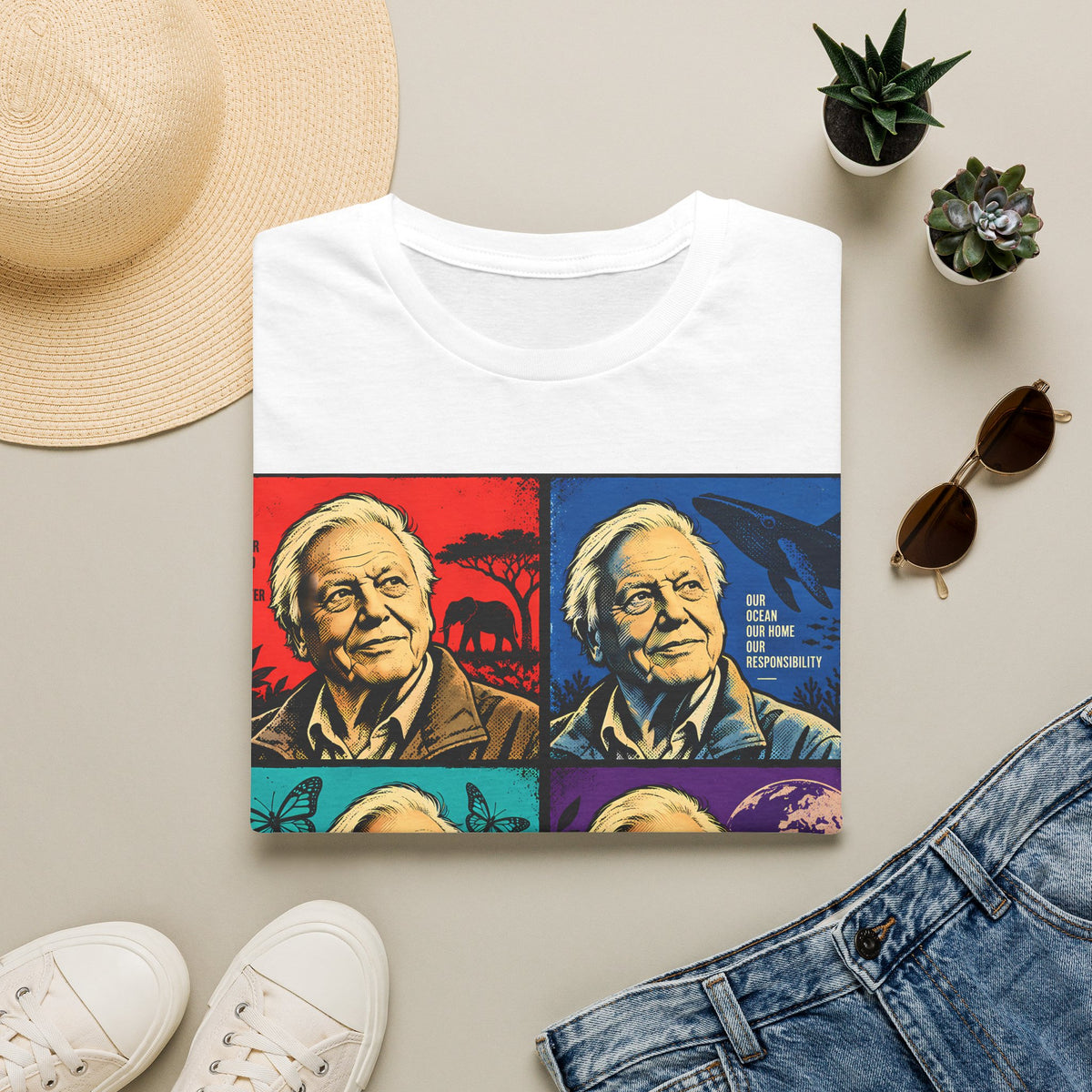 David Attenborough Pop Art T-Shirt — Vintage Wildlife Conservation Tee