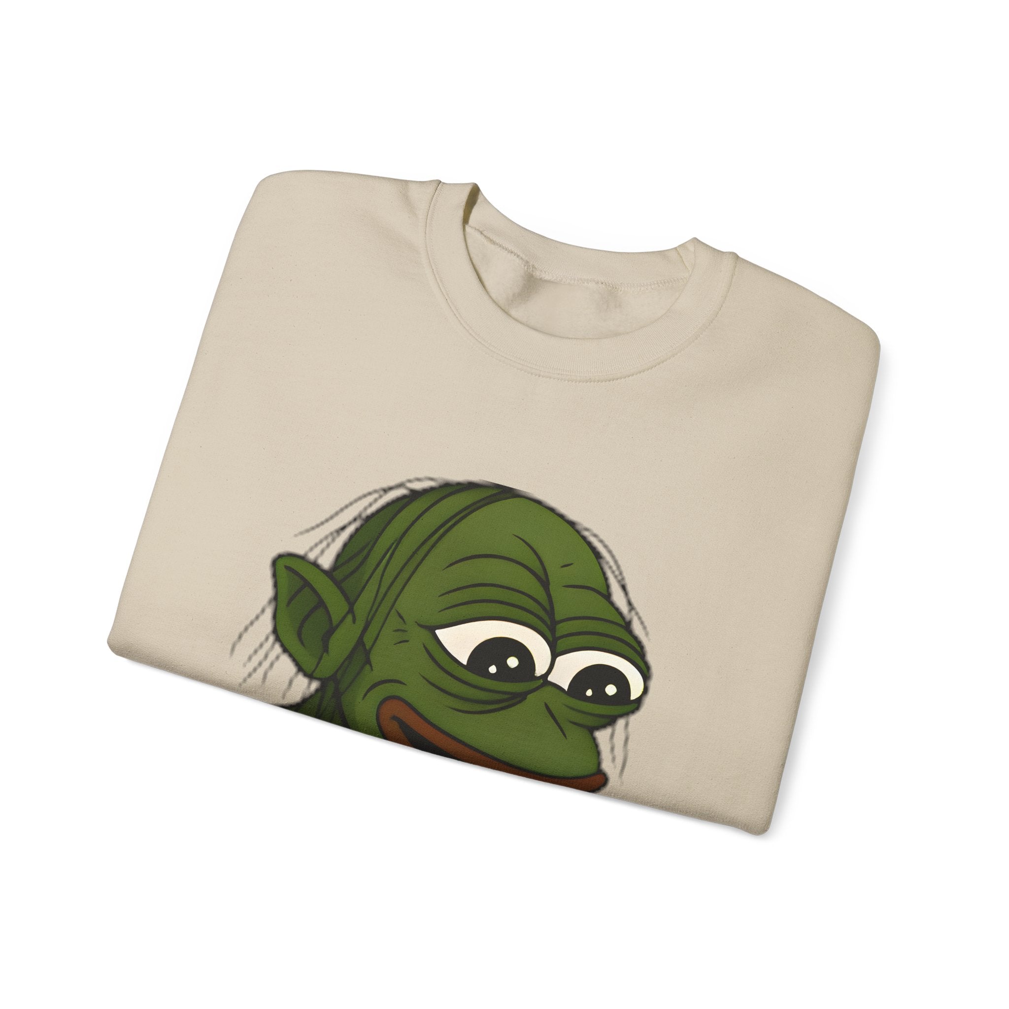 Crewneck Sweatshirt — Cartoon Goblin Holding Ring Graphic