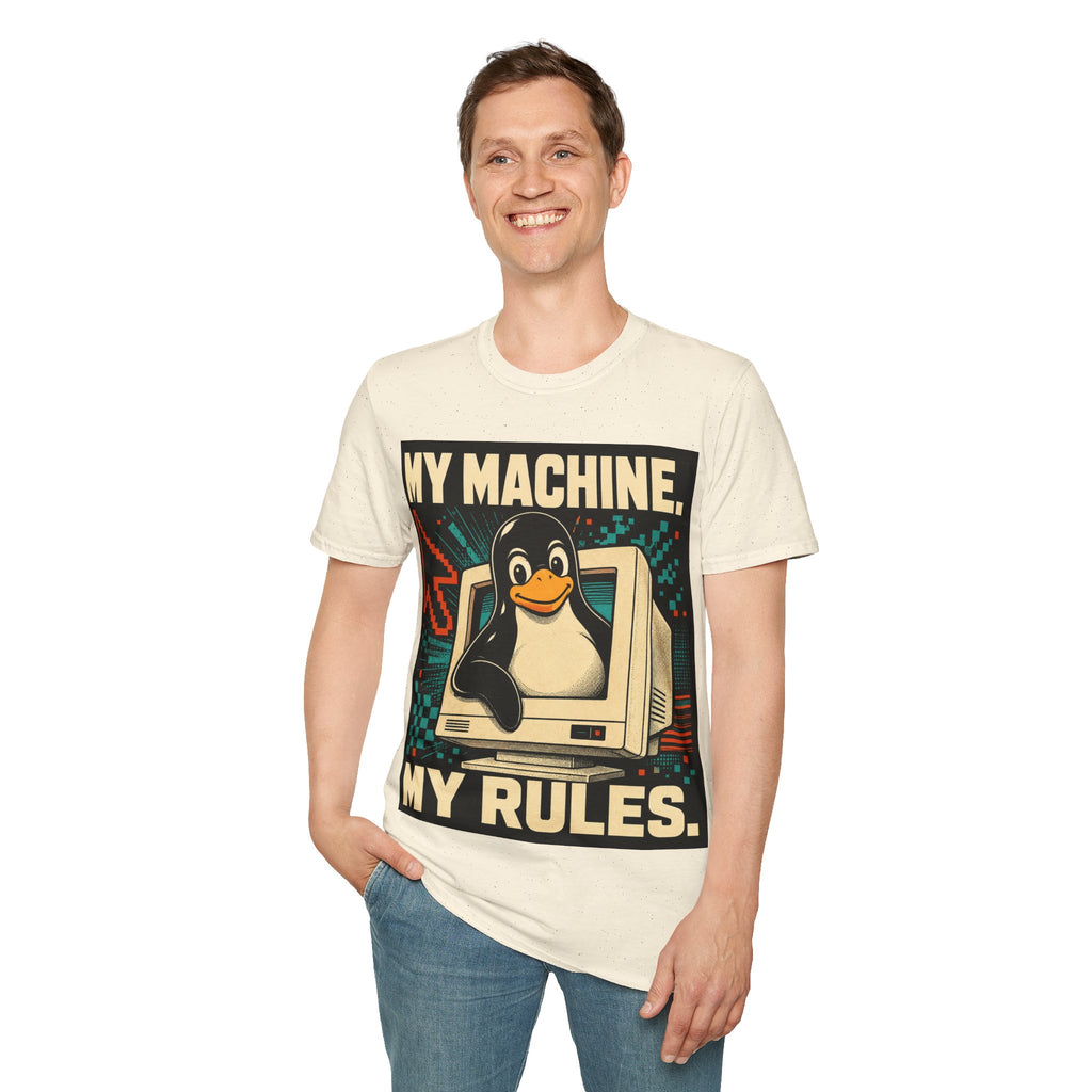 Retro Tux Penguin Tee — "My Machine, My Rules" Vintage Computer T-Shirt