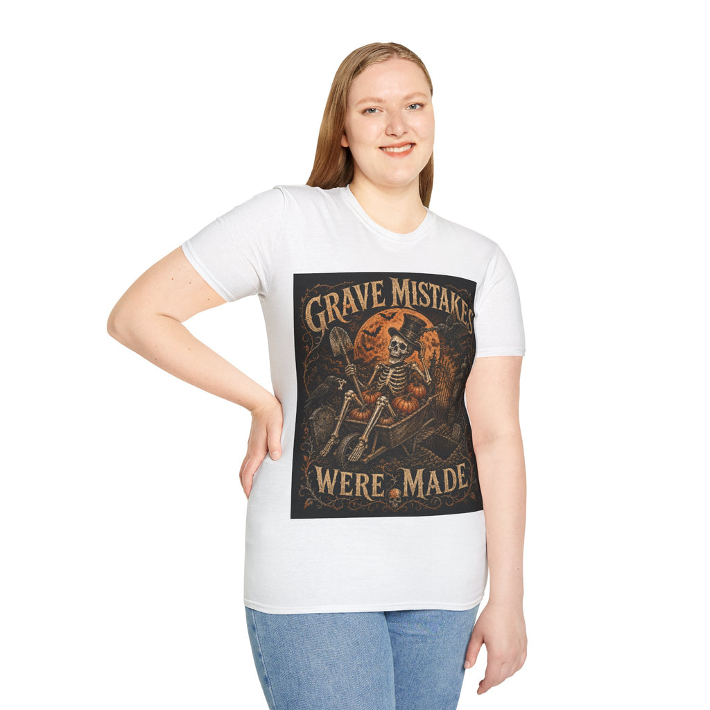 Grave Mistakes Skeleton Tee — Vintage Halloween Skull T‑Shirt
