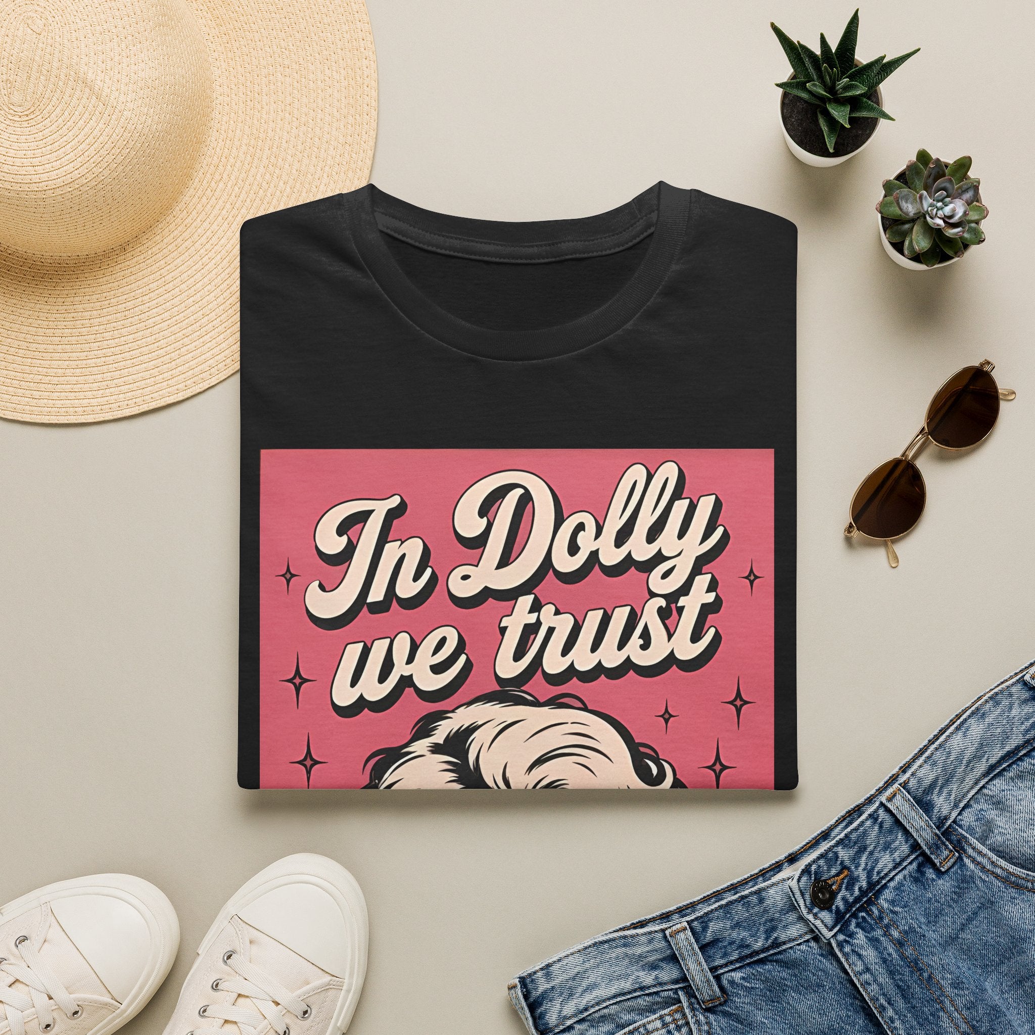 Dolly Tribute T‑Shirt — "In Dolly We Trust" Retro Pop Art Tee