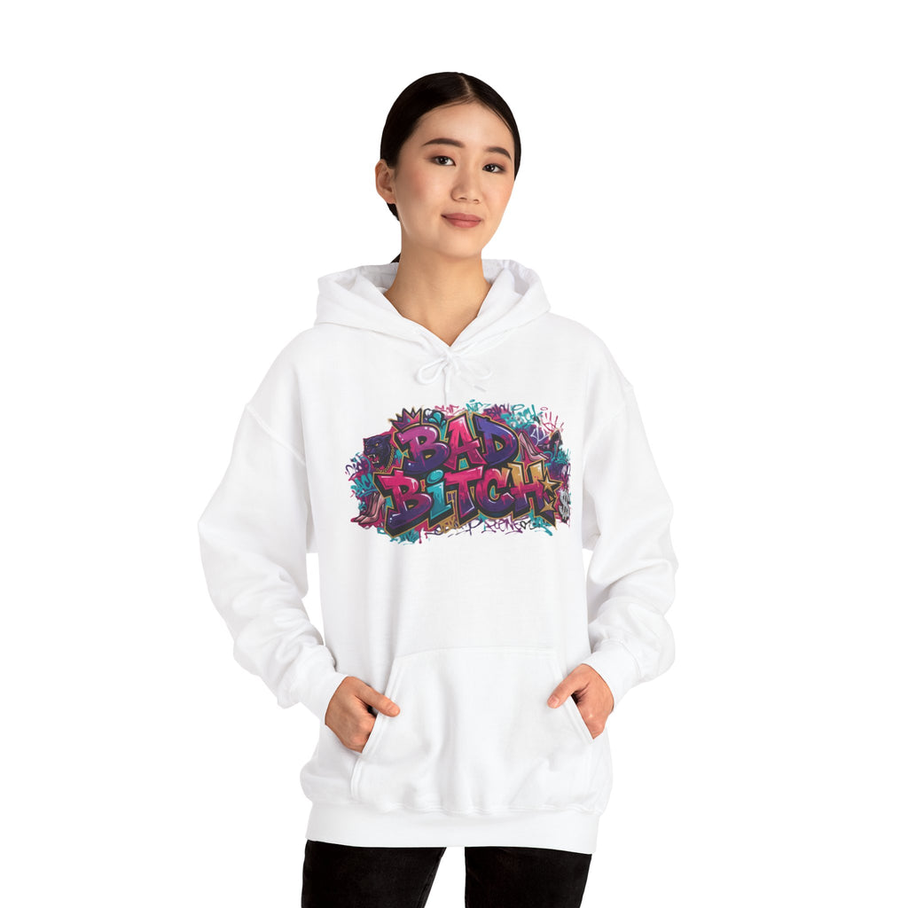 Graphic Hoodie — 'Bad Bitch' Colorful Graffiti Streetwear Pullover