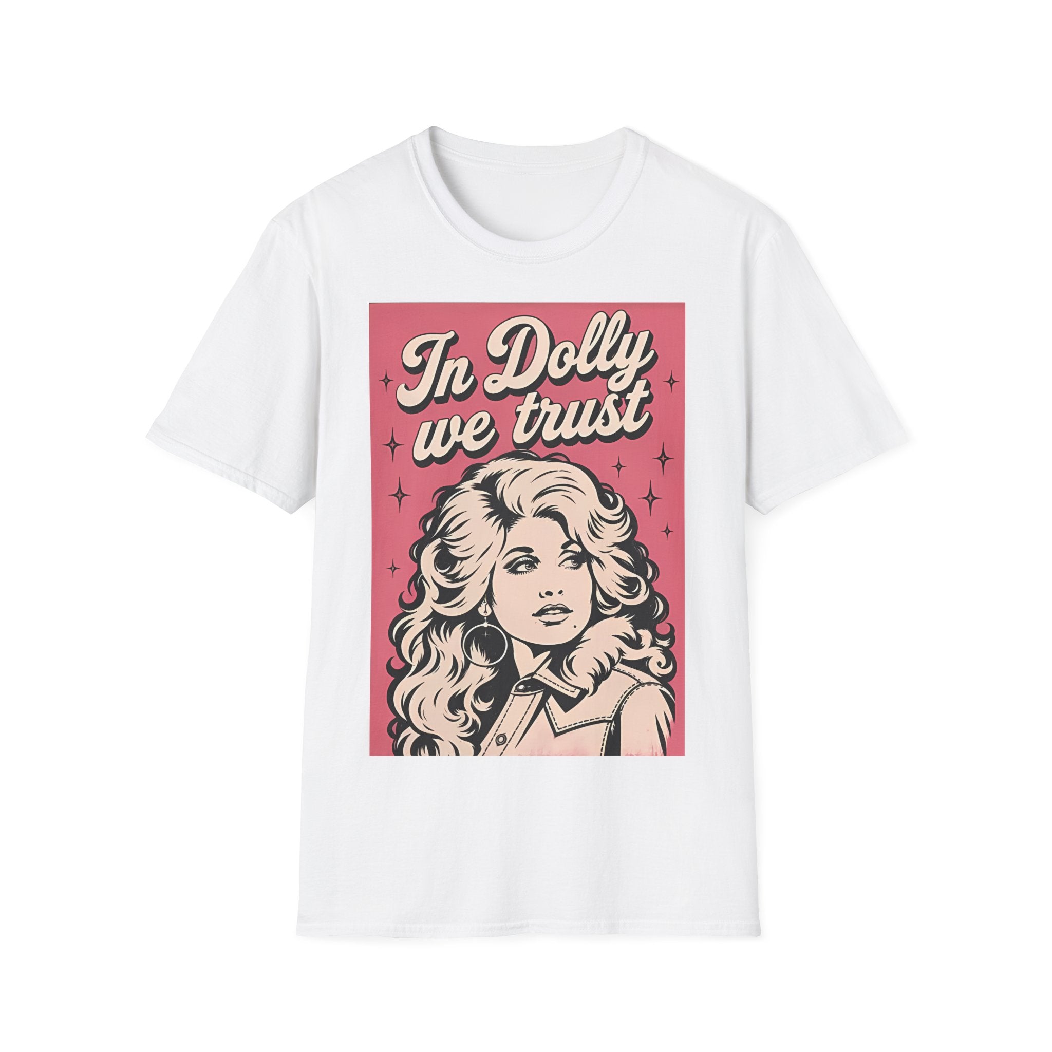 Dolly Tribute T‑Shirt — "In Dolly We Trust" Retro Pop Art Tee