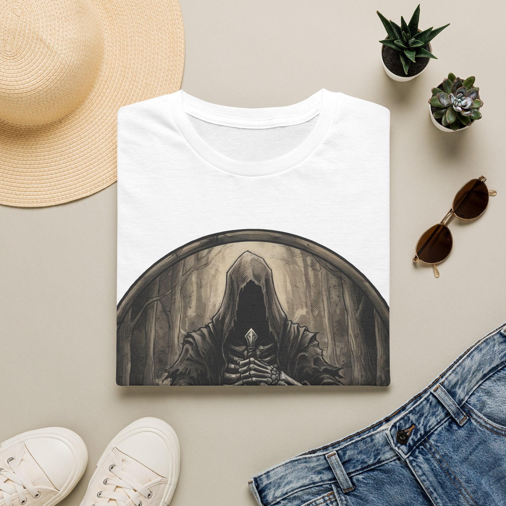 Grim Reaper Hooded Knight T-Shirt — Dark Fantasy Gothic Tee