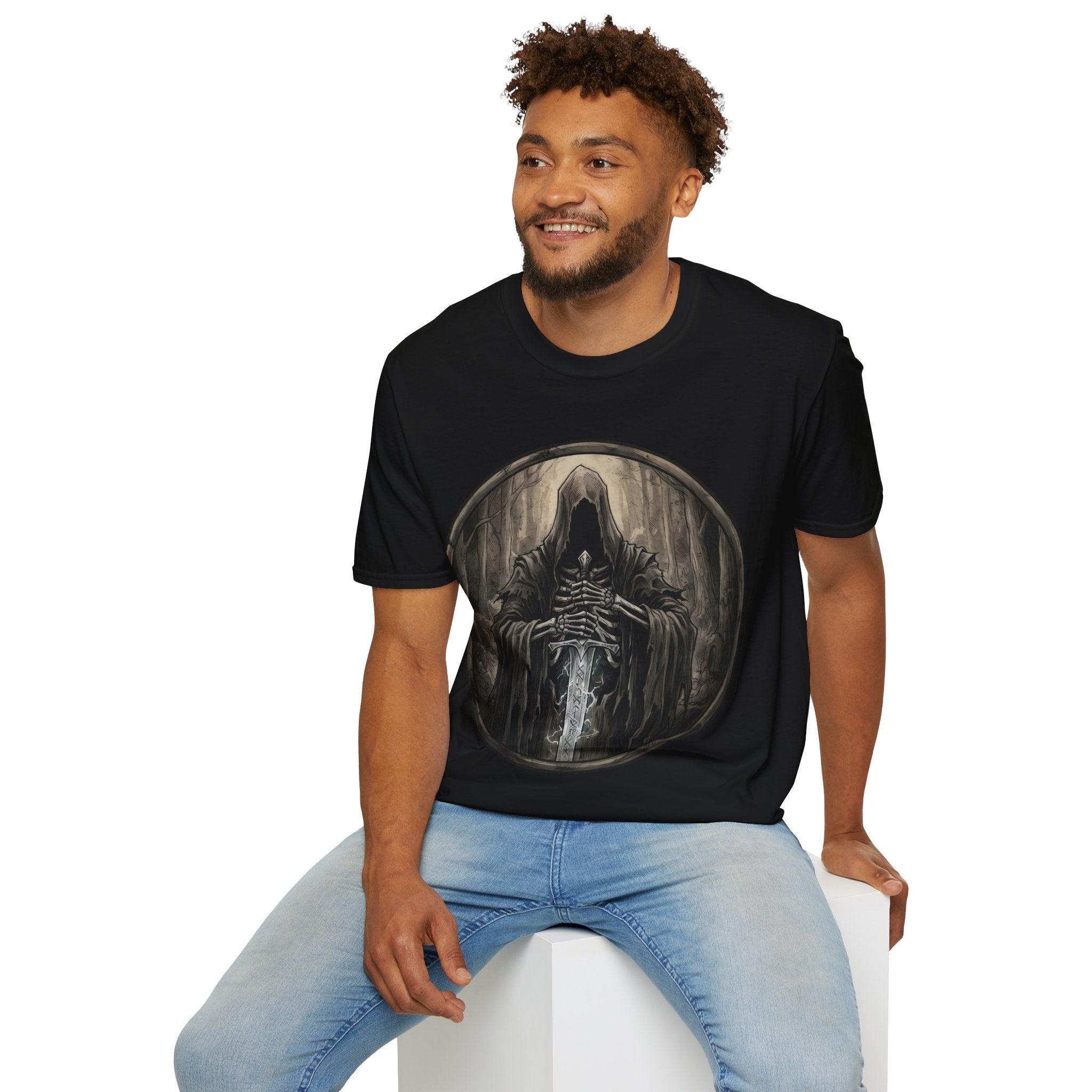 Grim Reaper Hooded Knight T-Shirt — Dark Fantasy Gothic Tee