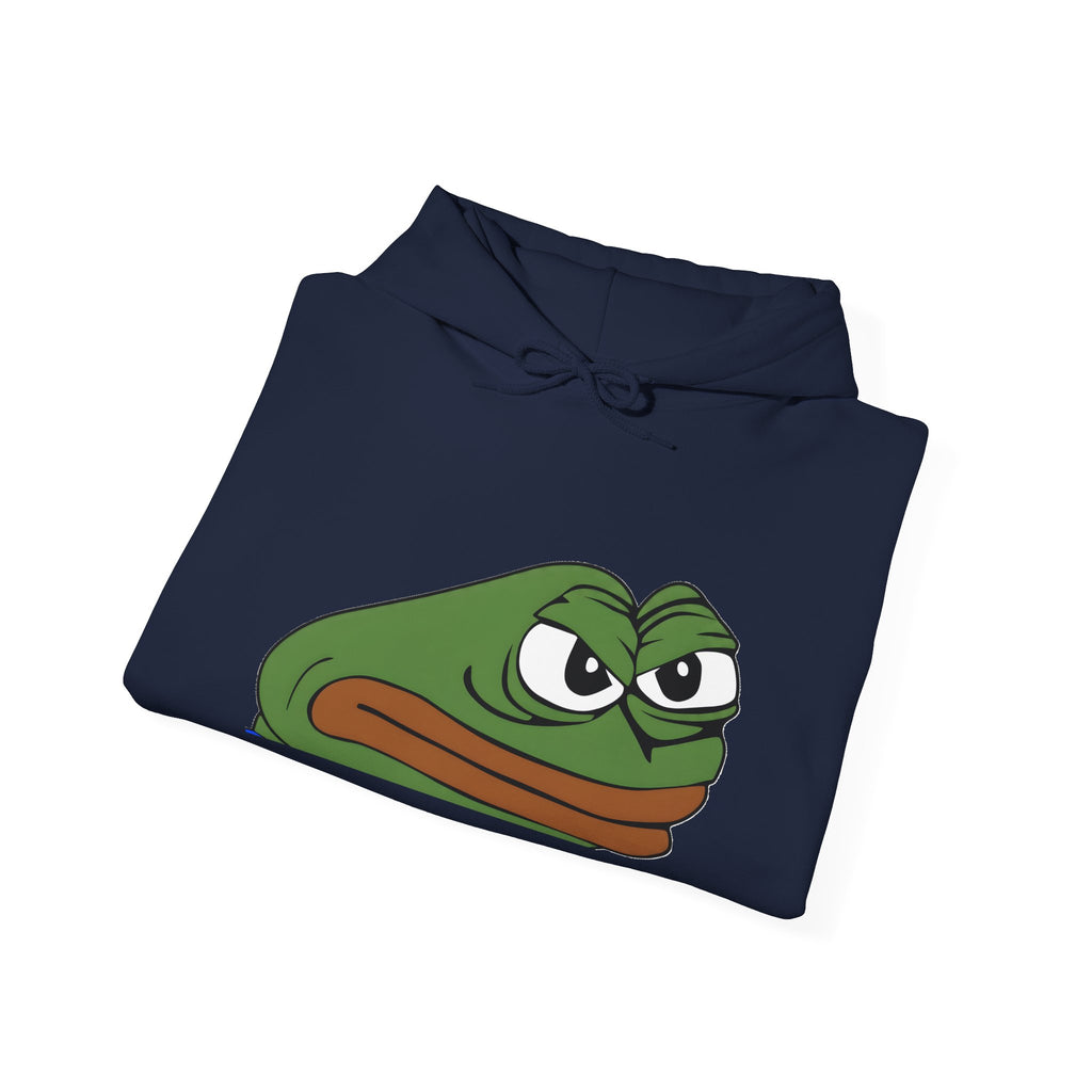 Pepe Frog Face Hoodie — Funny Grumpy Meme Pullover