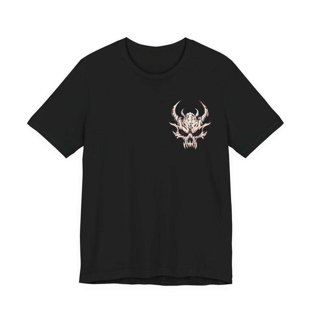 Demon Skull Chest Tee — Gothic Horned Skull T-Shirt