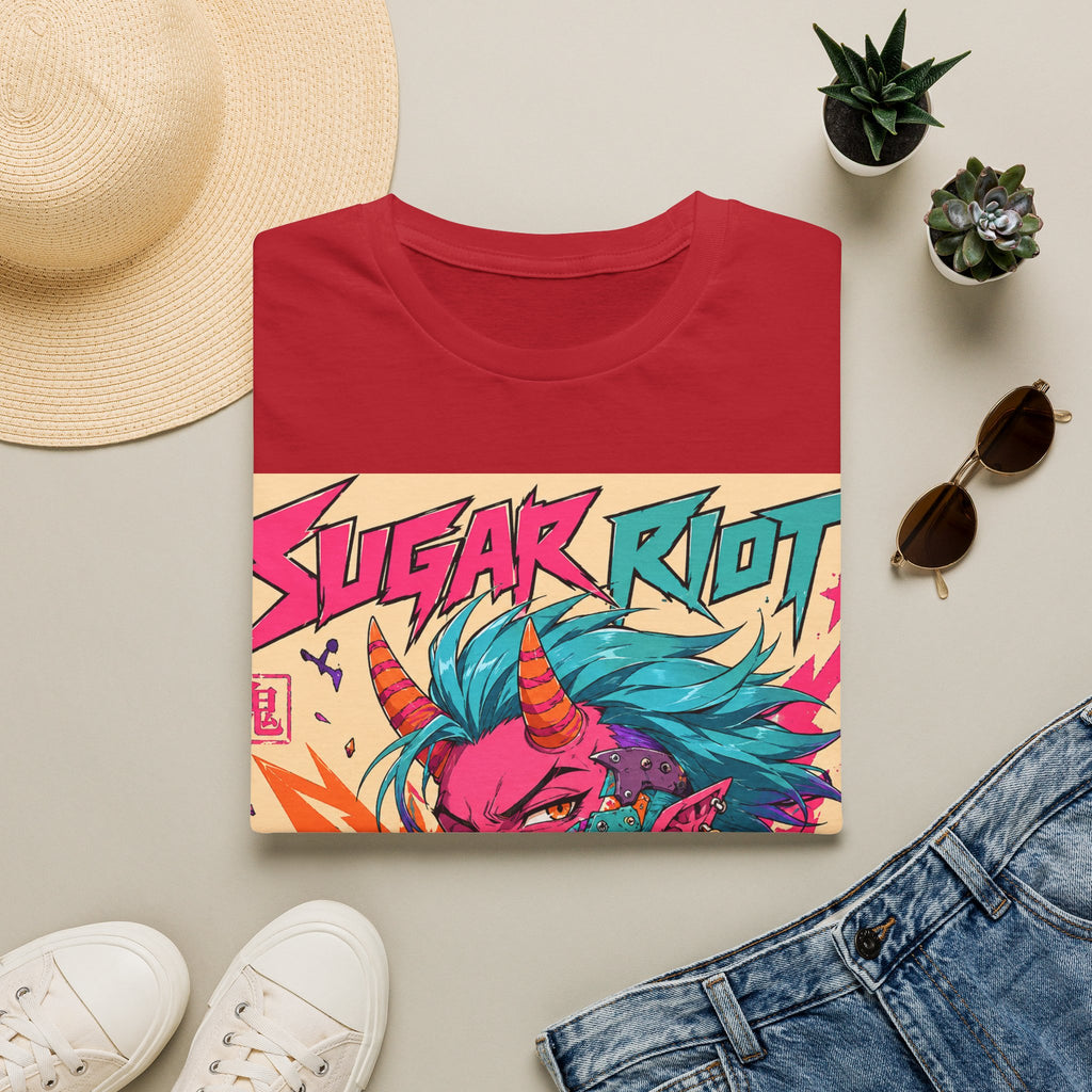 Sugar Riot T‑Shirt — Colorful Punk Unicorn Candy Skull Graphic Tee