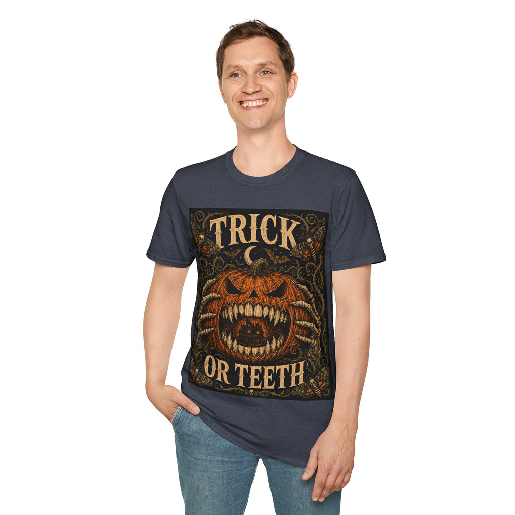 Halloween 'Trick or Teeth' T-Shirt — Vintage Scary Pumpkin Graphic