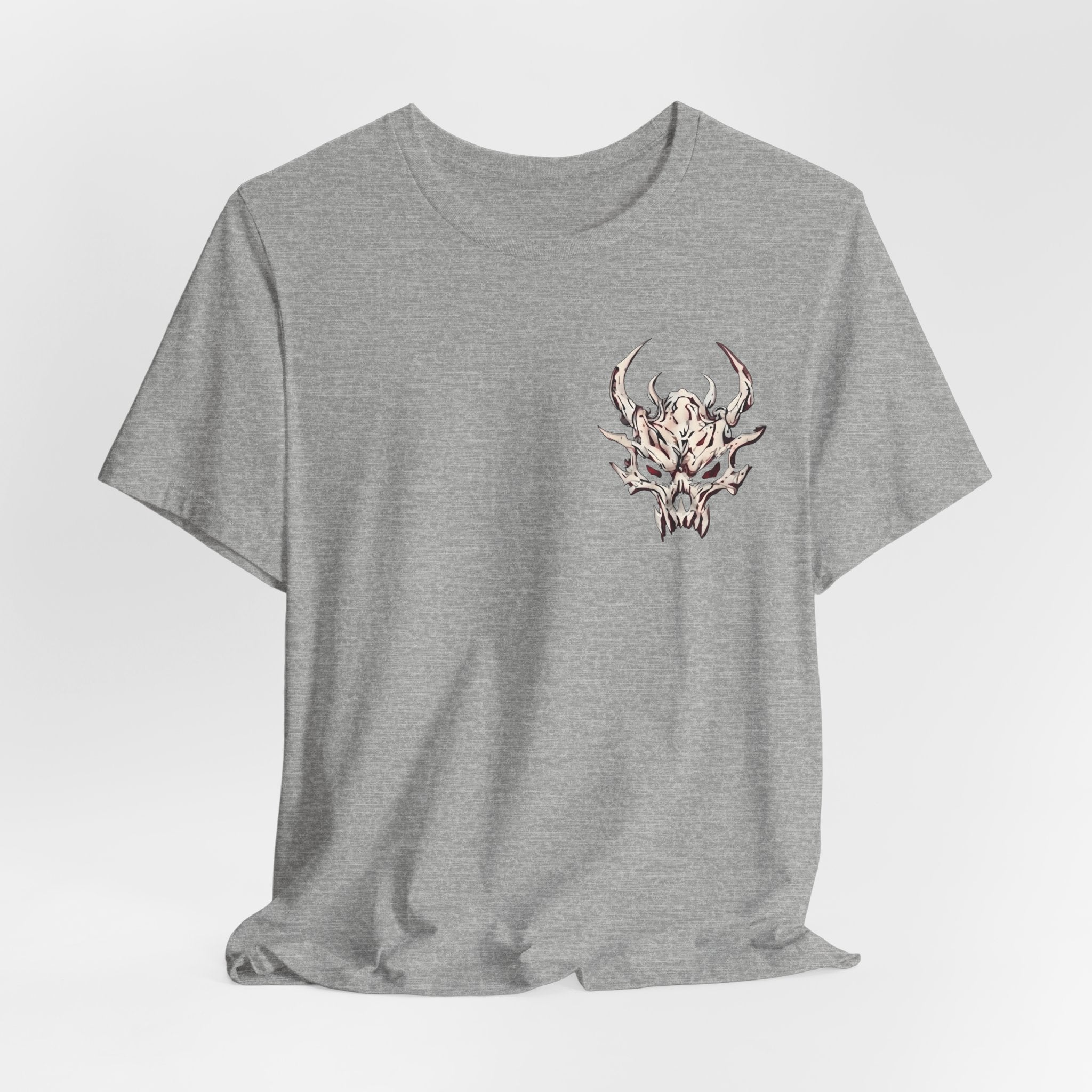 Demon Skull Chest Tee — Gothic Horned Skull T-Shirt