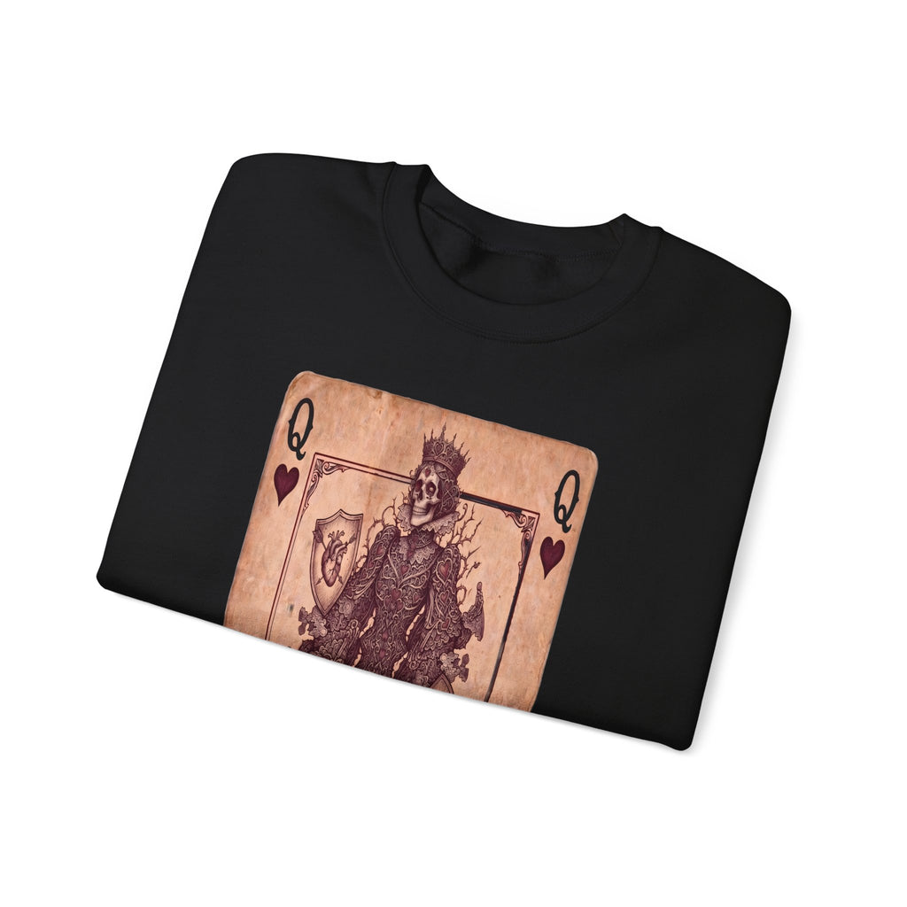 Queen of Hearts Playing Card Sweatshirt — Vintage Gothic Card Graphic