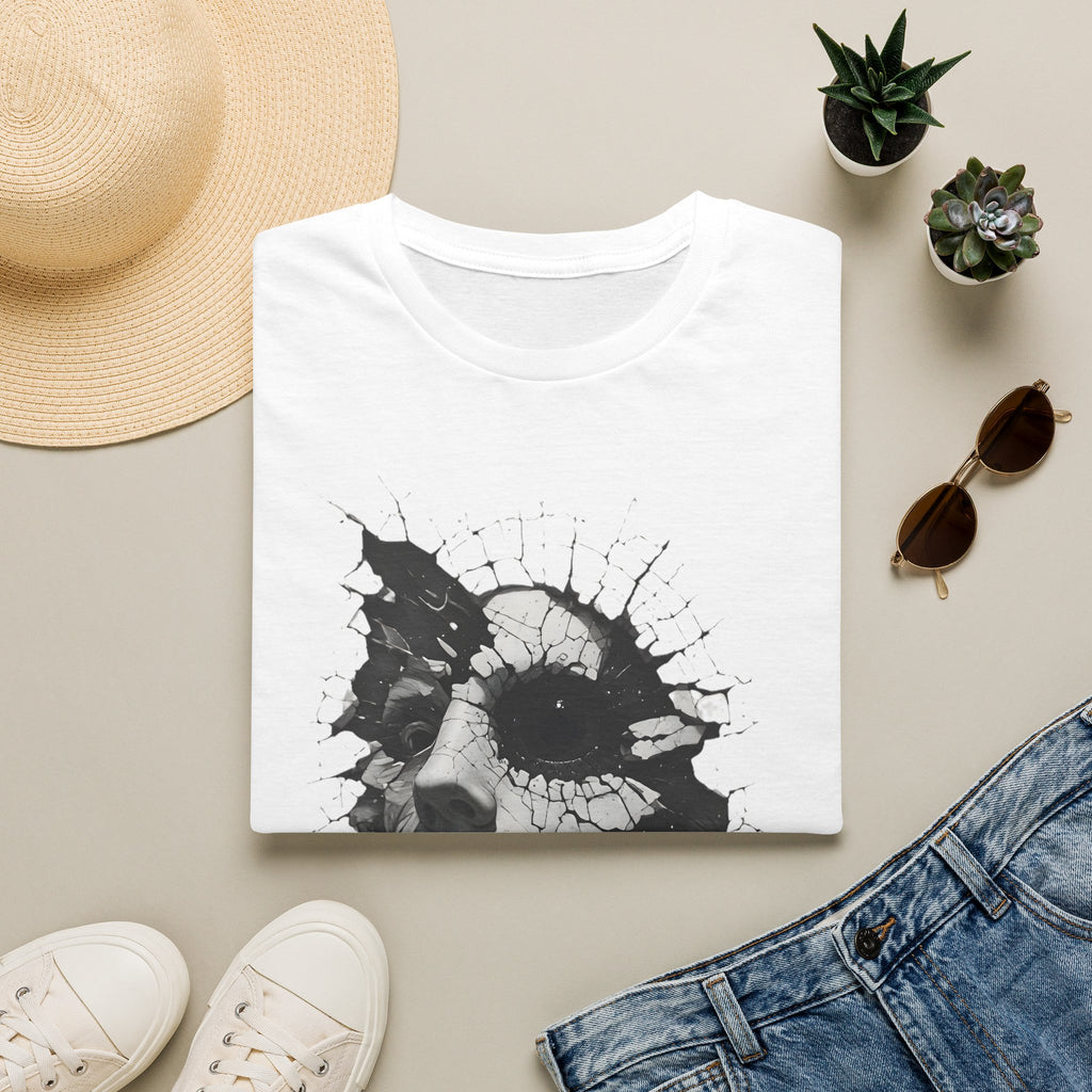 Abstract Shattered Face T-Shirt — Monochrome Drip Art Tee