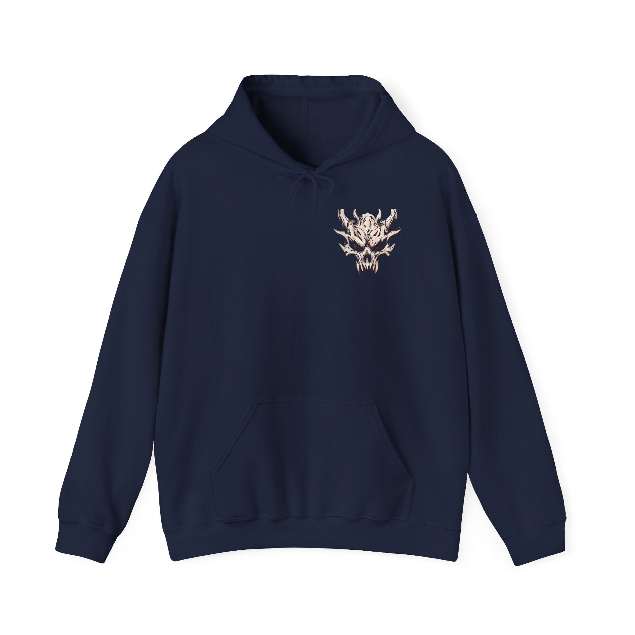 Skull Flame Chest Hoodie — Gothic Streetwear Pullover