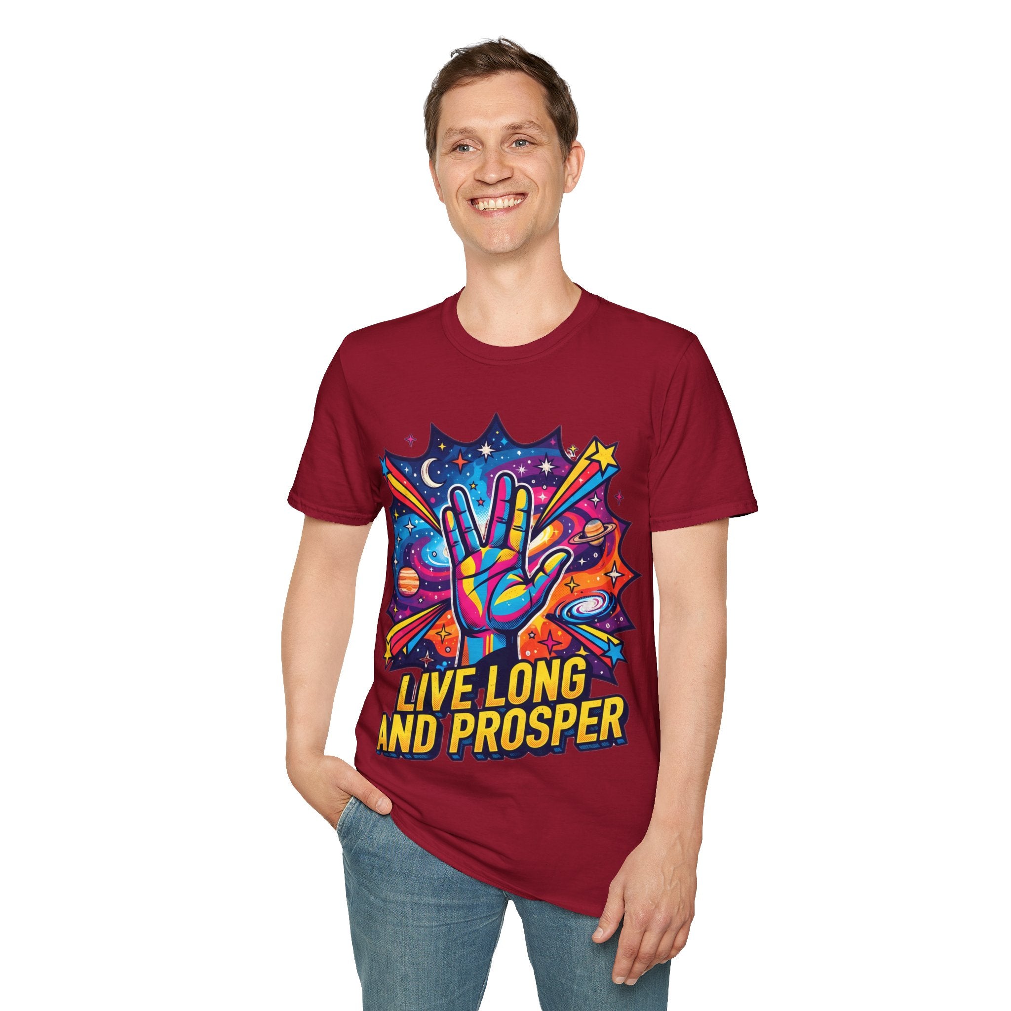 Live Long and Prosper T-Shirt — Colorful Space Vulcan Salute Tee