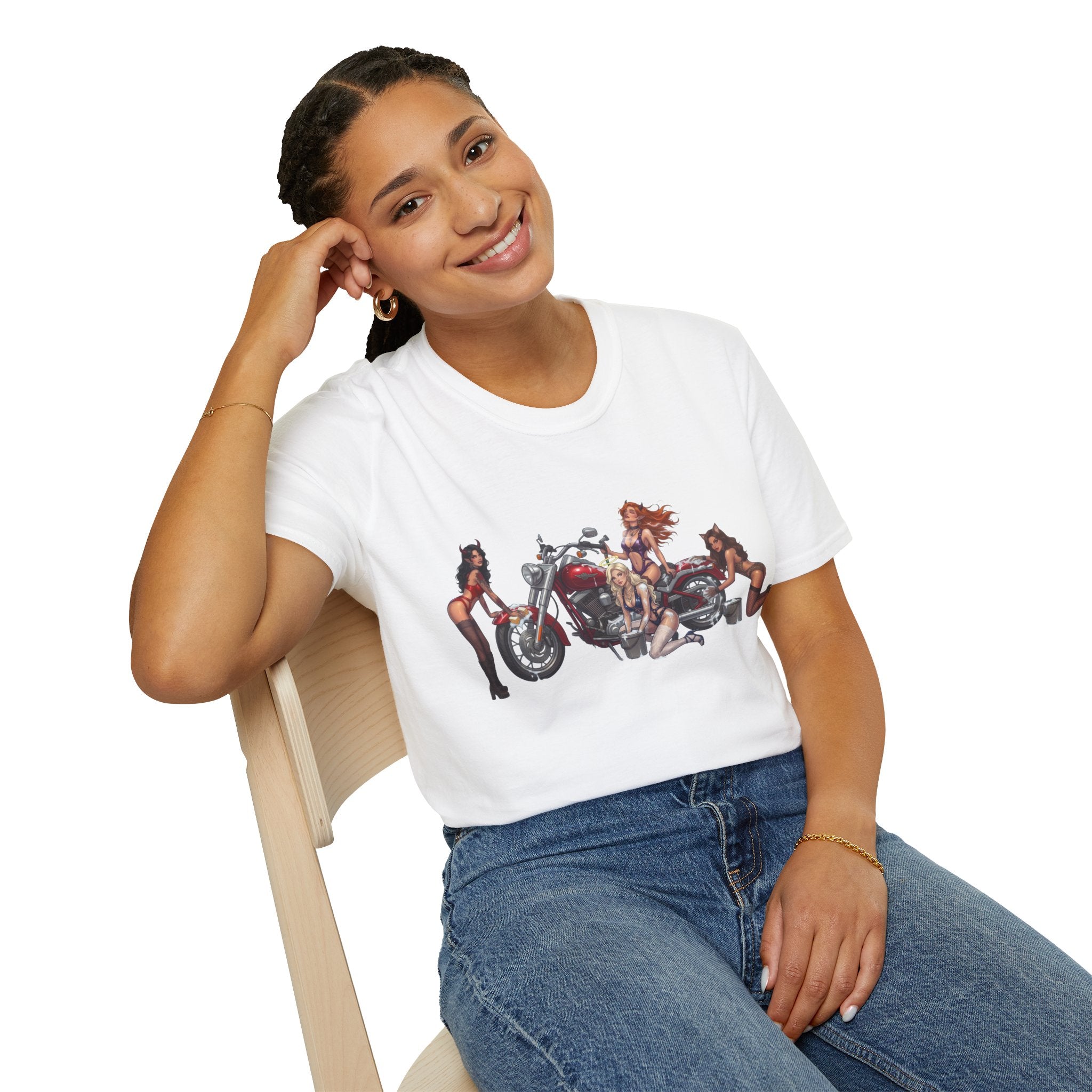 Biker Pinup T-Shirt — Vintage Motorcycle Pinup Girls Tee