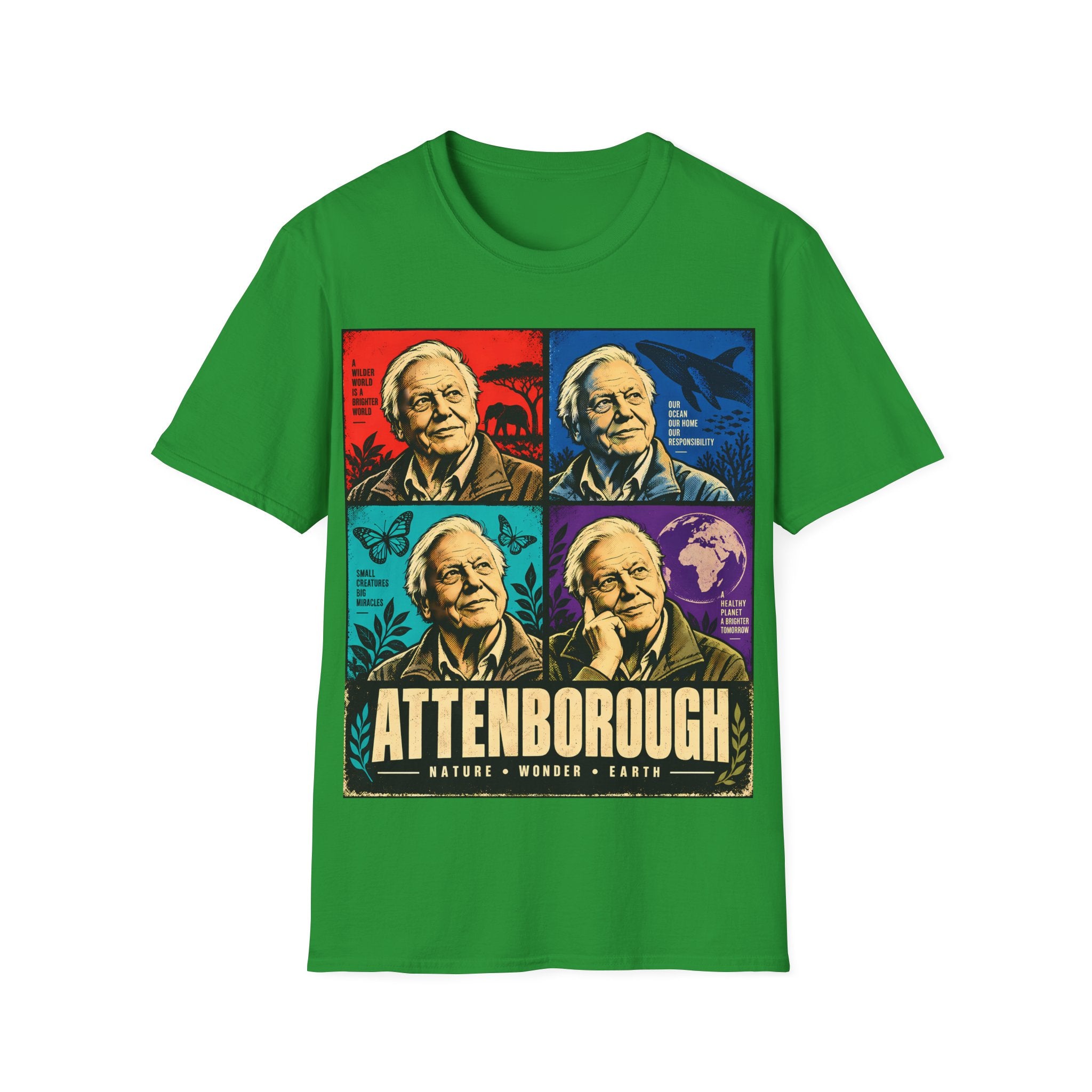 David Attenborough Pop Art T-Shirt — Vintage Wildlife Conservation Tee