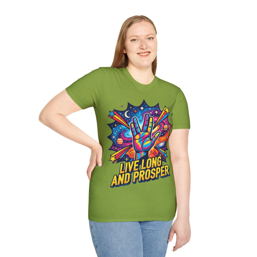 Live Long and Prosper T-Shirt — Colorful Space Vulcan Salute Tee