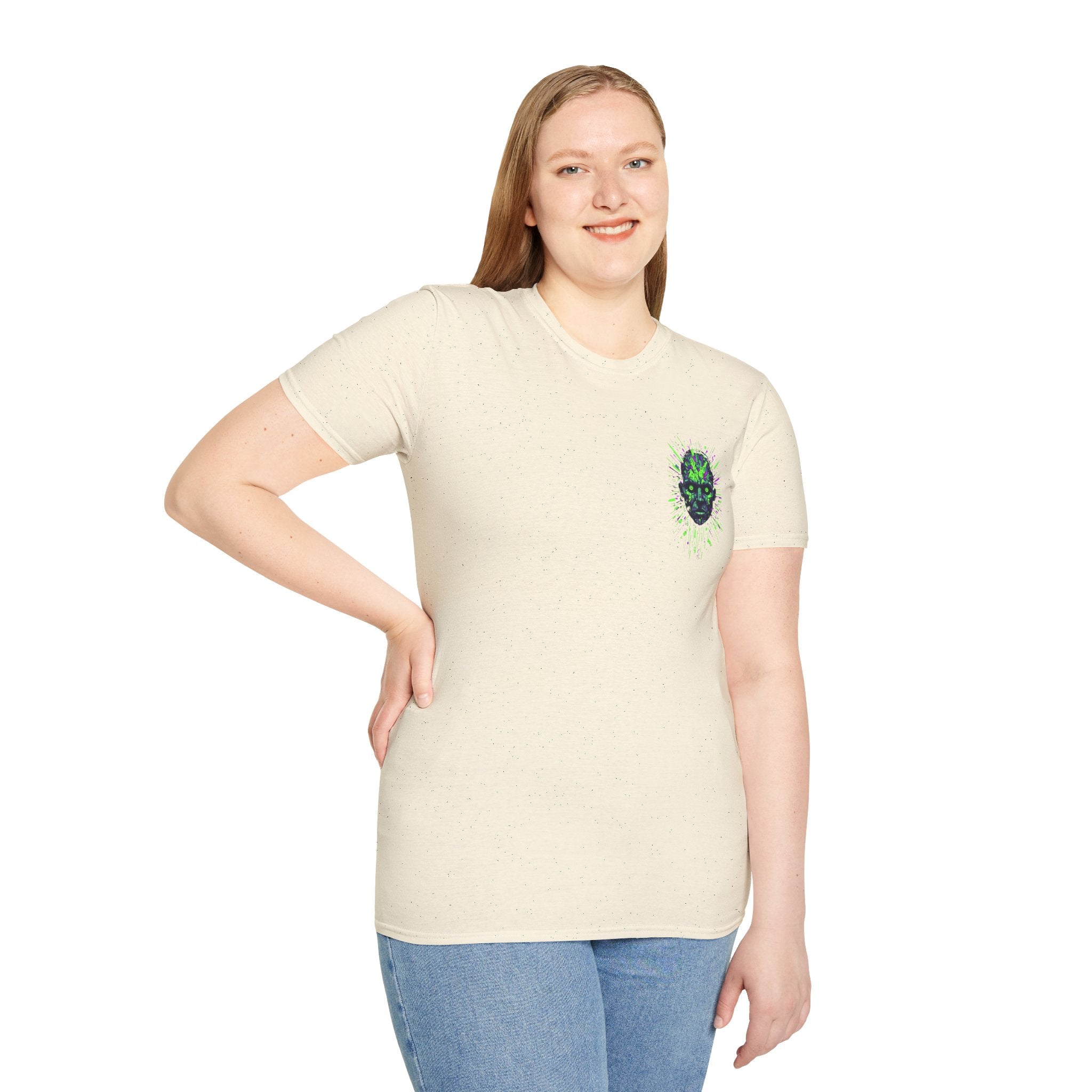 Neon Cyber Skull T-Shirt — Glowing Green Sci‑Fi Graphic Tee