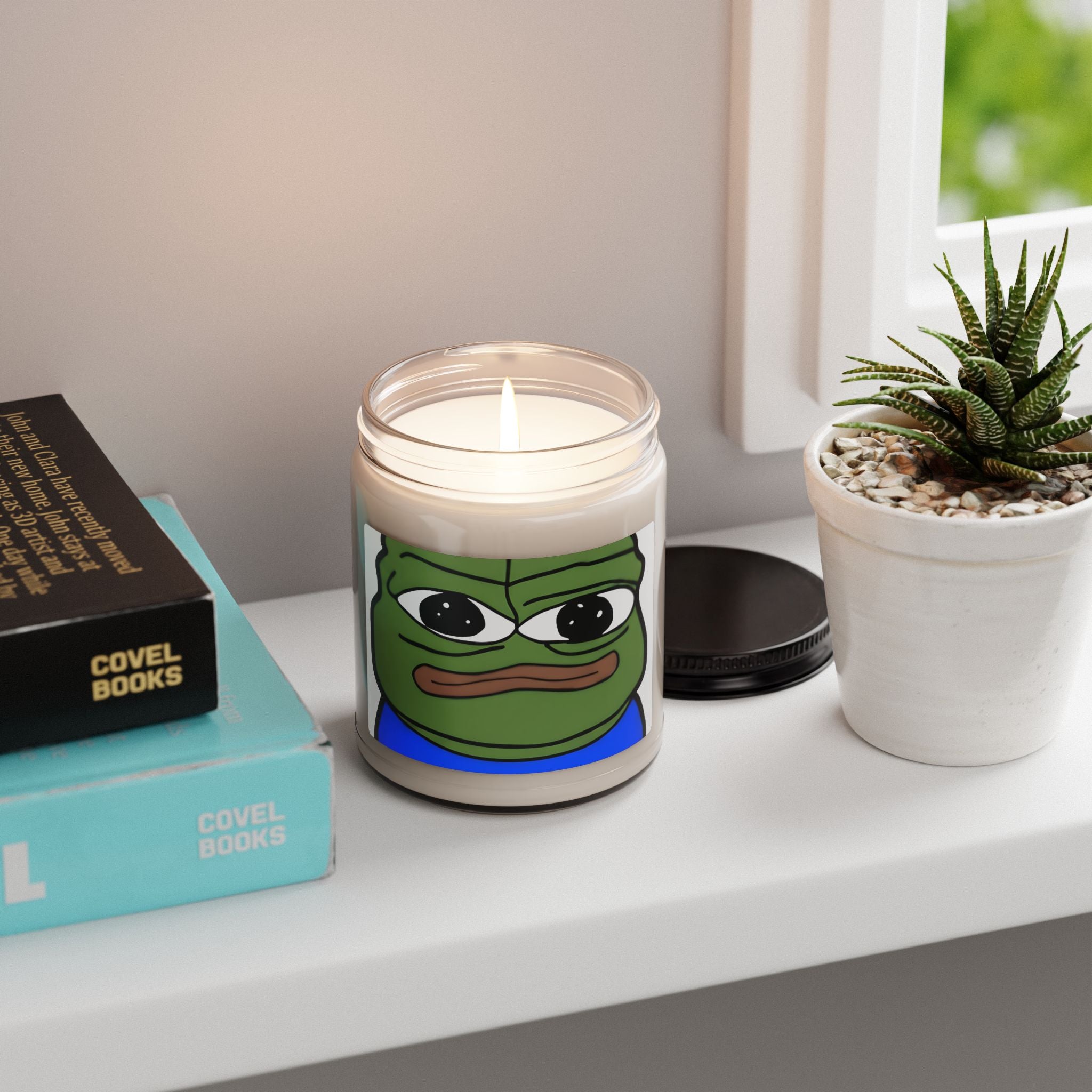 9oz Scented Soy Candle — Cute Green Frog Face Jar (Pepe-Inspired)