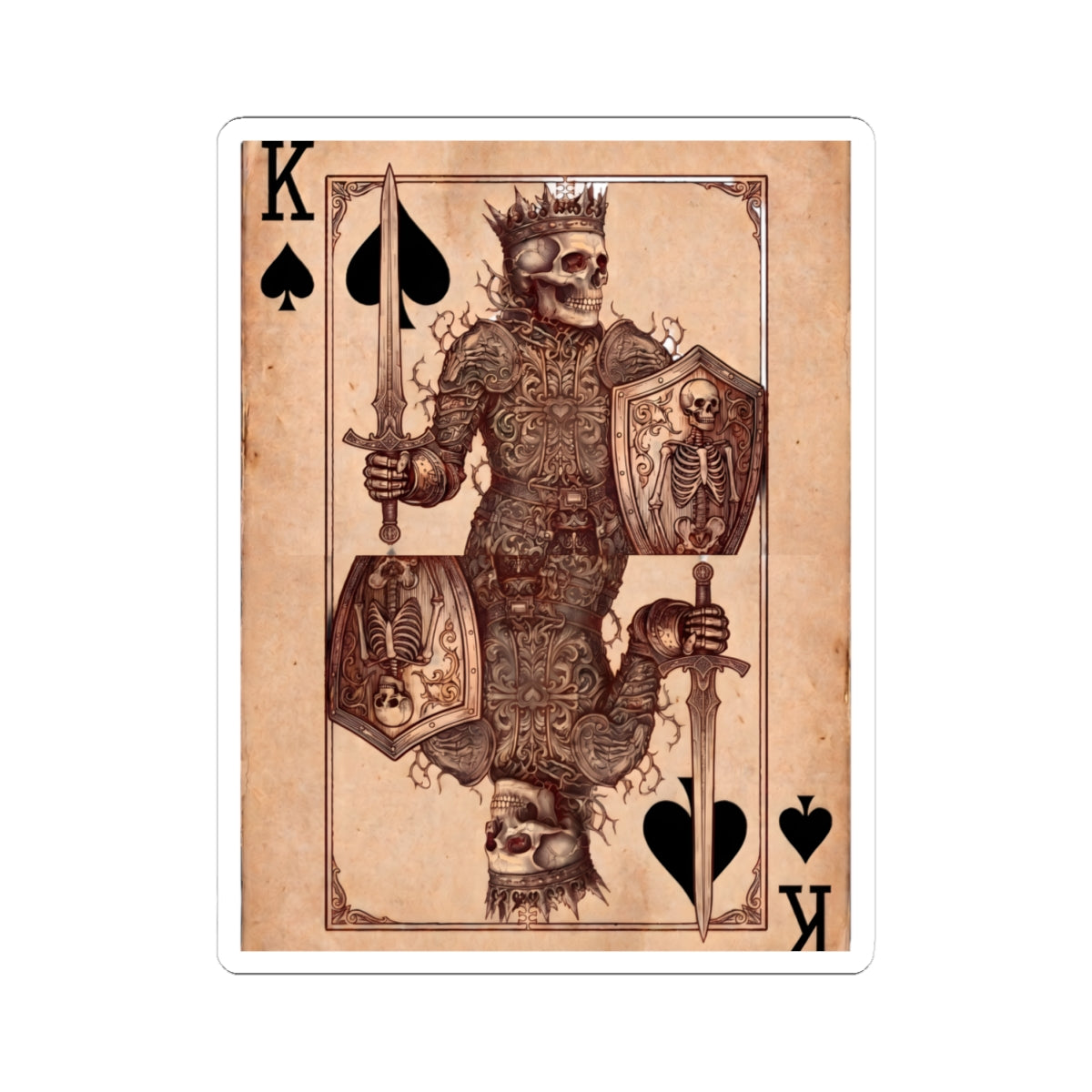 King of Spades Skull Sticker — Vintage Playing Card Kiss-Cut Sticker