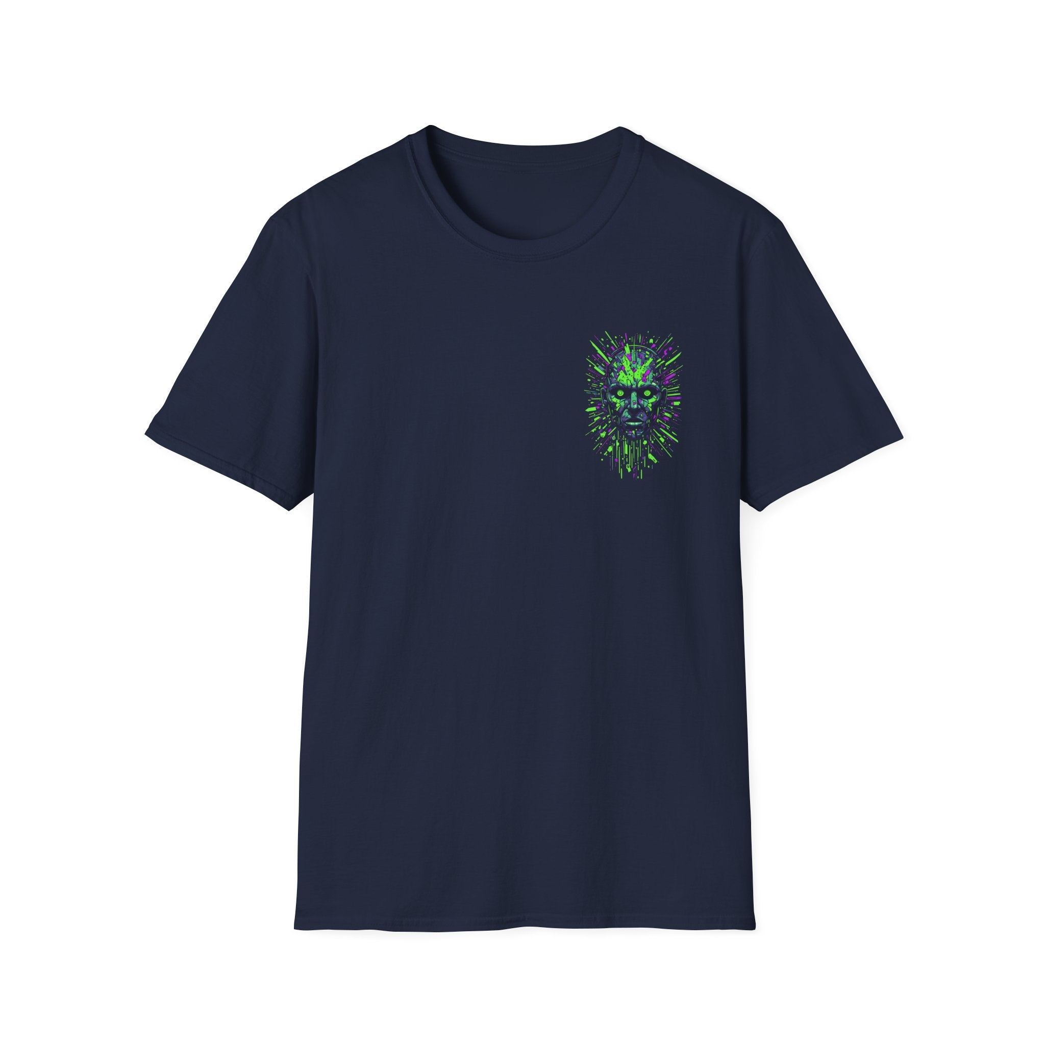 Neon Cyber Skull T-Shirt — Glowing Green Sci‑Fi Graphic Tee