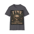 TIME Eats Everything T-Shirt — Vintage Clock & Skull Graphic Tee
